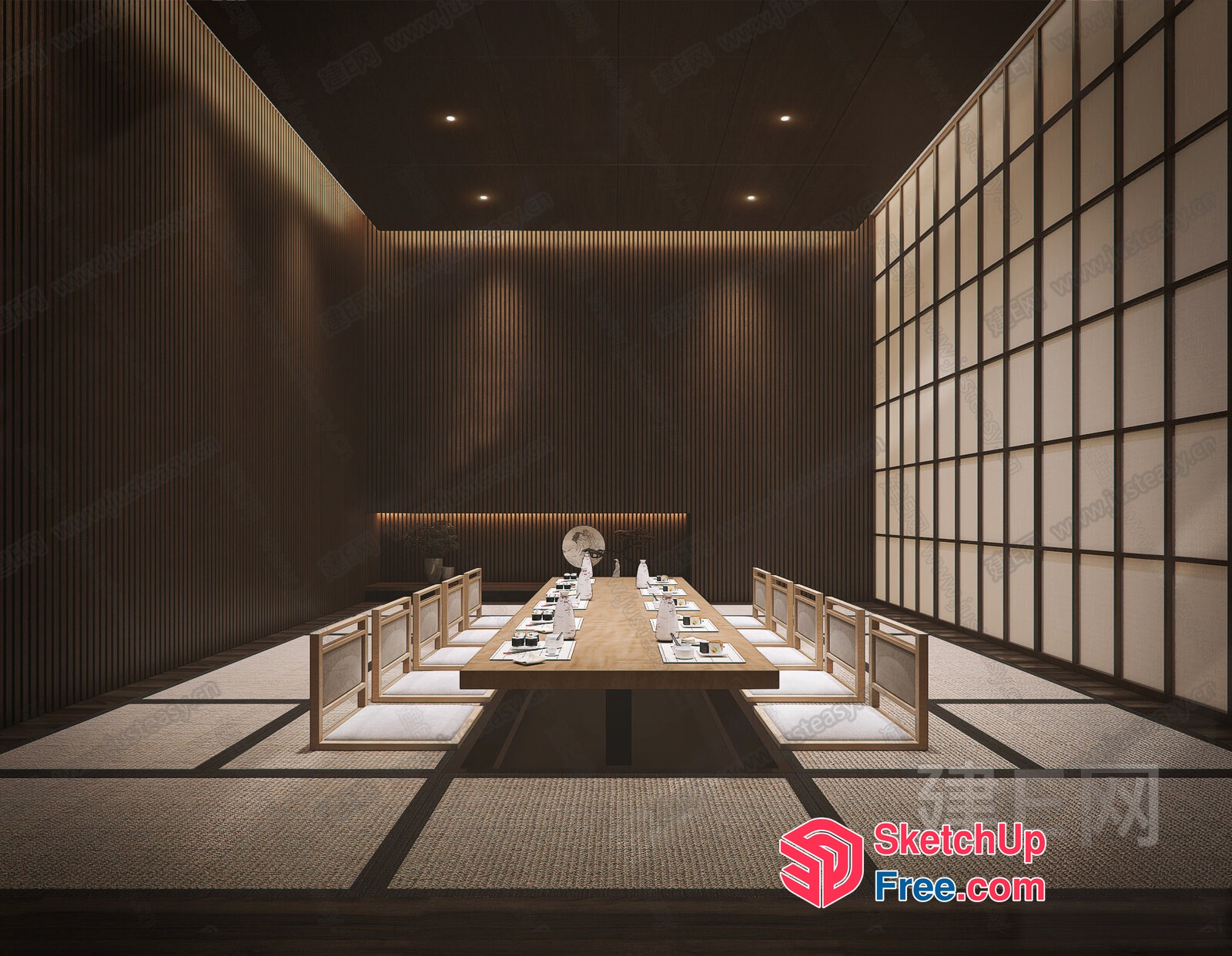 Elegant Japanese-Inspired Dining Room 3D SketchUp File