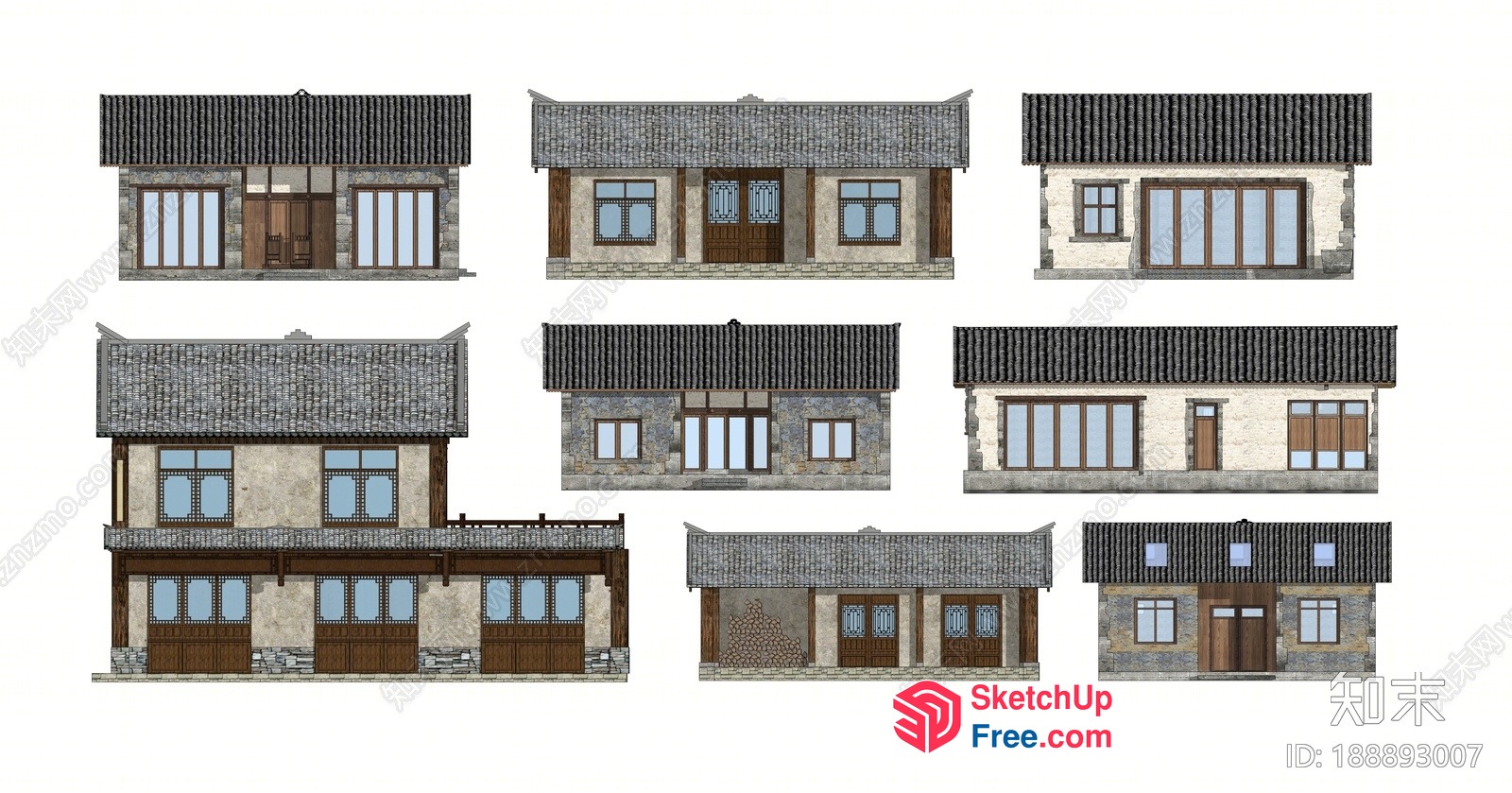 Traditional Asian-Style Exterior Facade 3D SketchUp File