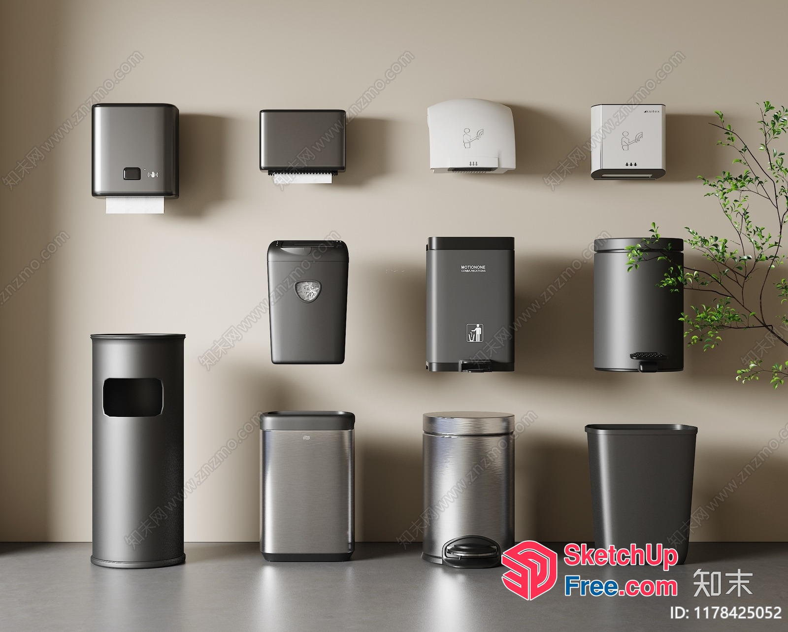 Collection Of Trash Cans And Recycling Bins 3D SketchUp File