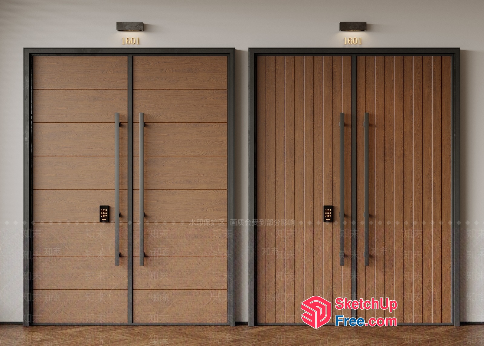 Modern Wood Door Designs With Sleek Handles 3D SketchUp File