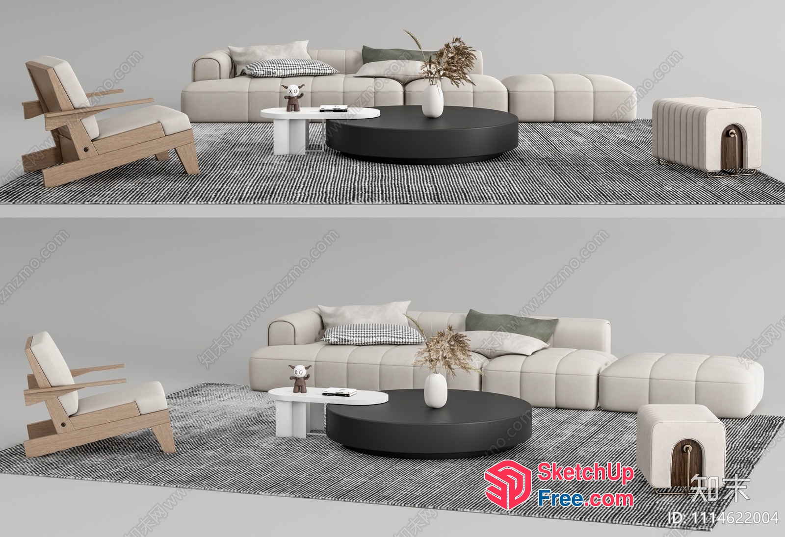 Modern Minimalist Living Room Furniture Set 3D SketchUp File