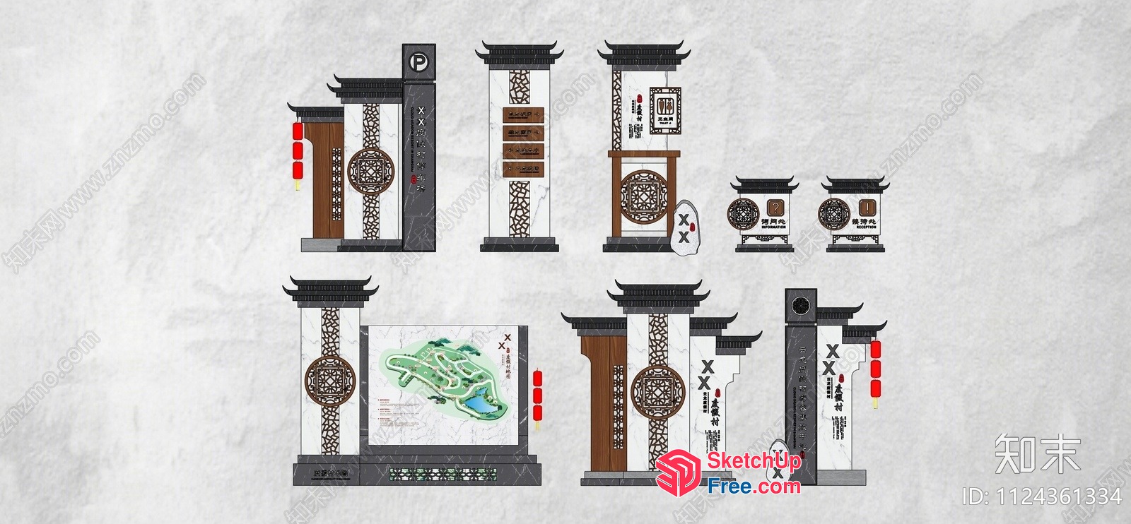 Traditional Asian Architectural Design Elements 3D SketchUp File