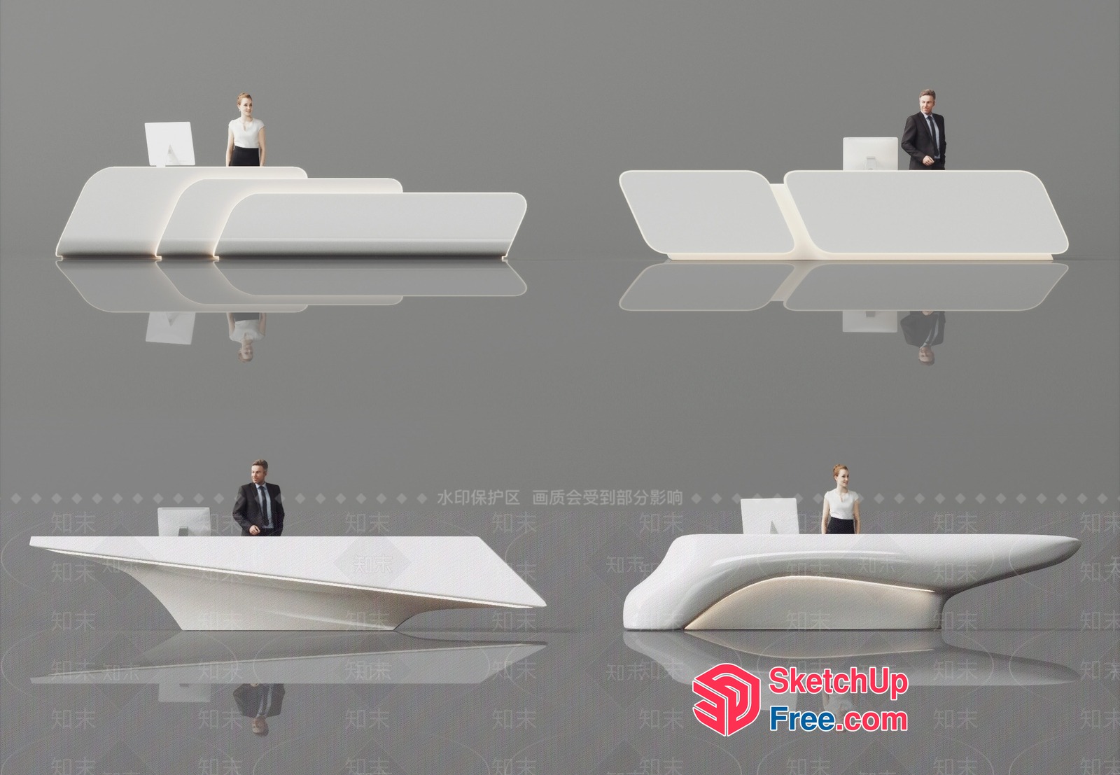 Modern Minimalist Office Desk With Sleek Design 3D SketchUp File
