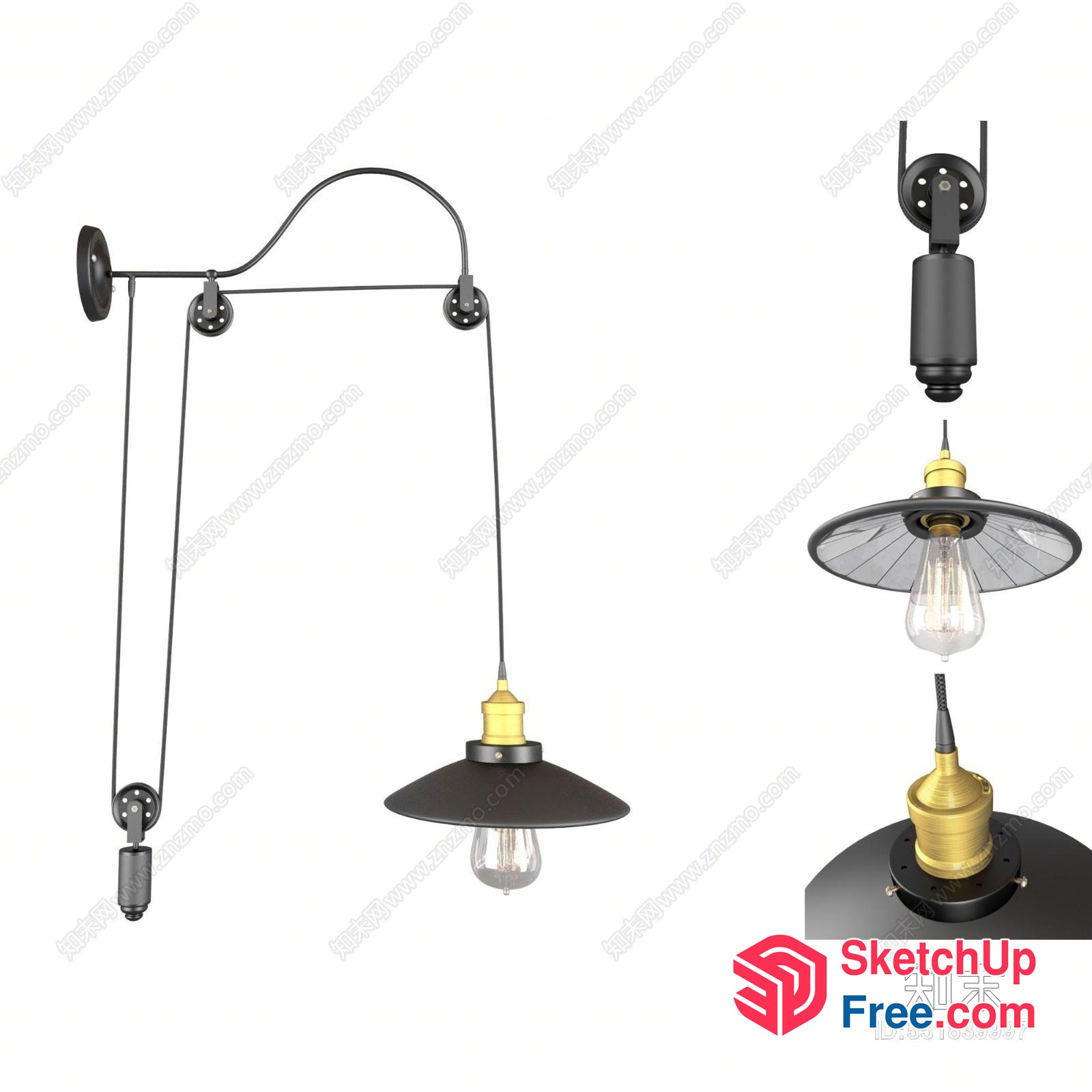 Industrial Style Hanging Light Fixture 3D SketchUp File