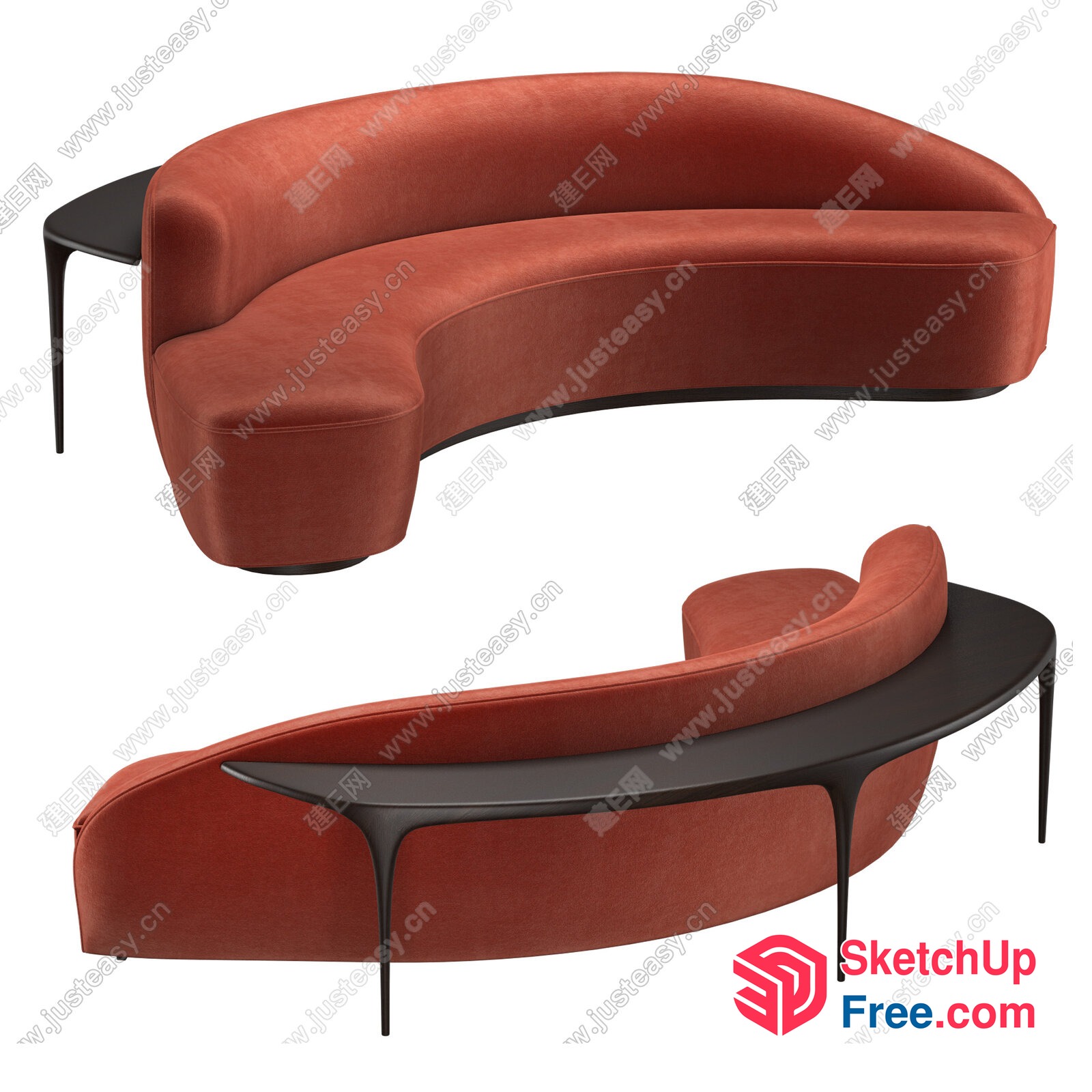 Modern And Sleek Curved Sofa 3D SketchUp File