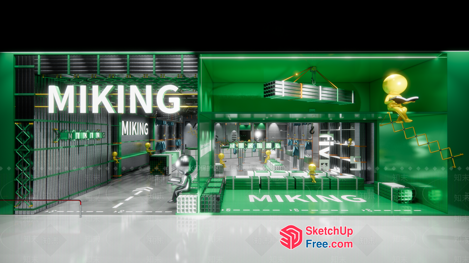 Modern Industrial Miking Store Interior 3D SketchUp File