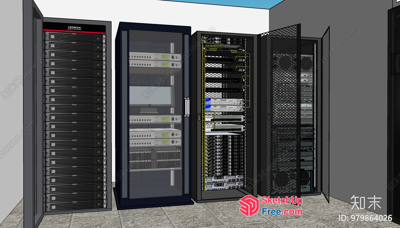 Server Room Interior 3D SketchUp File