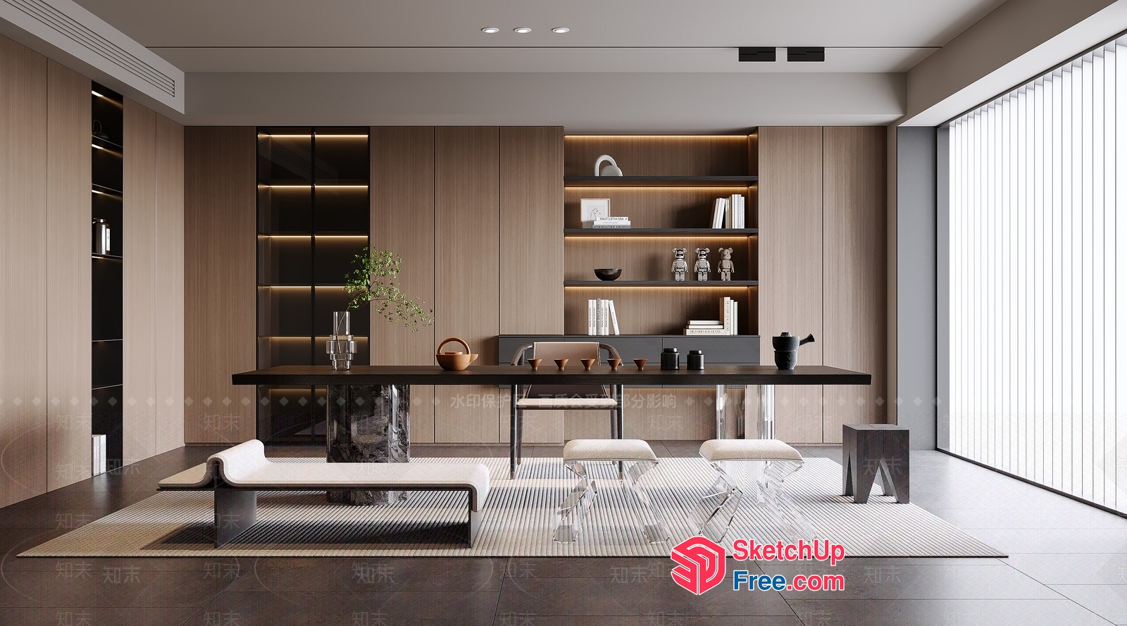 Elegant Modern Japanese-Inspired Home Office 3D SketchUp File