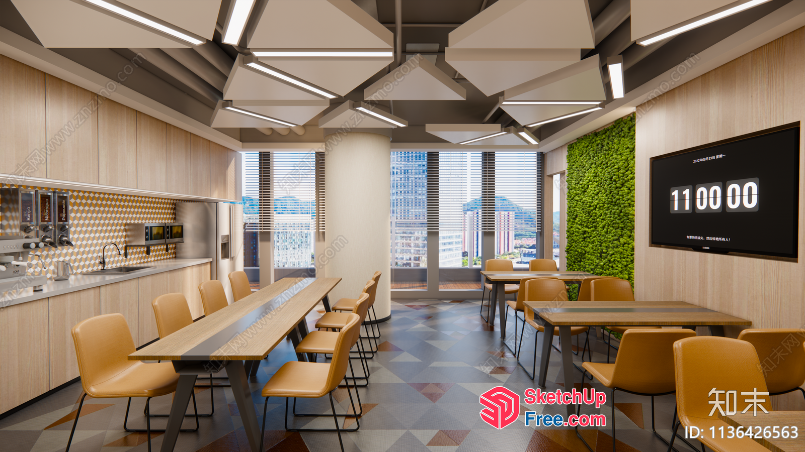 Modern Office Space With City View 3D SketchUp File