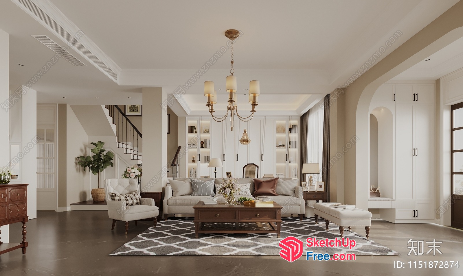 Luxurious European-Style Living Room 3D SketchUp File