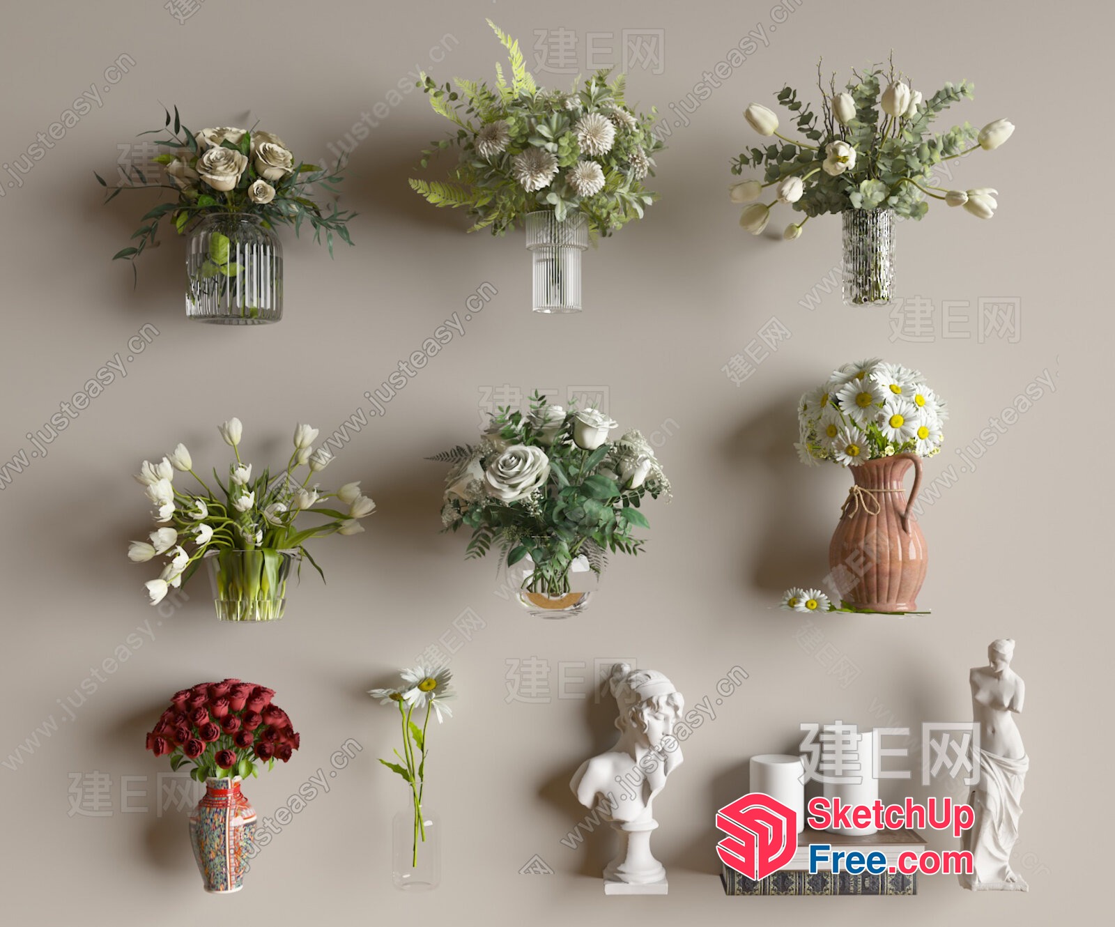 Elegant Floral Arrangement Display 3D SketchUp File