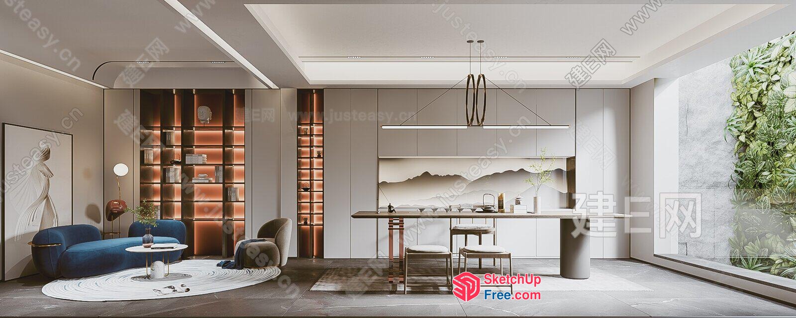 Modern Minimalist Interior Design With Natural Elements 3D SketchUp File