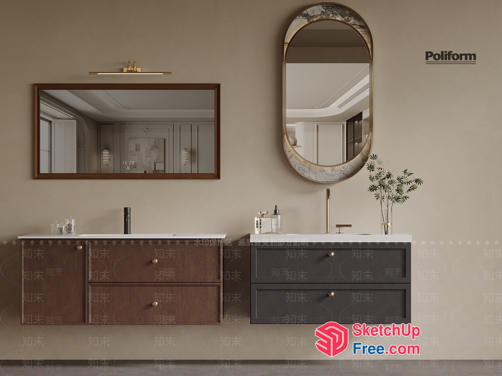 Poliform Bathroom Vanity Collection 3D SketchUp File