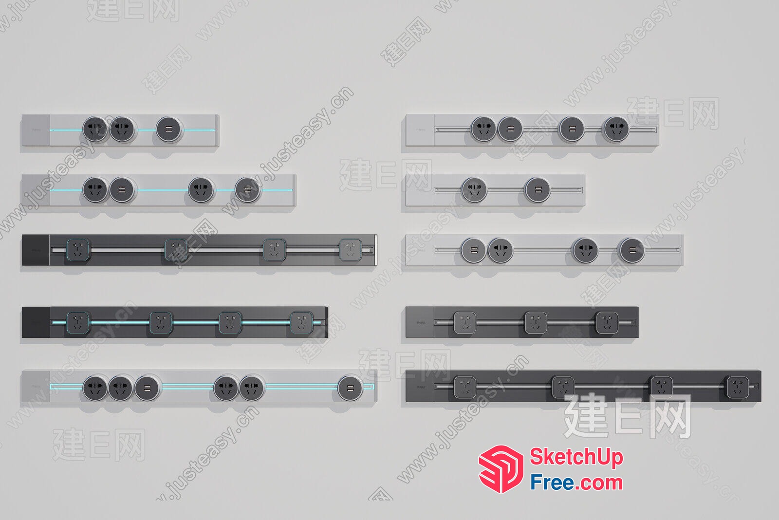 Modern Power Strip And Outlet Decorations 3D SketchUp File