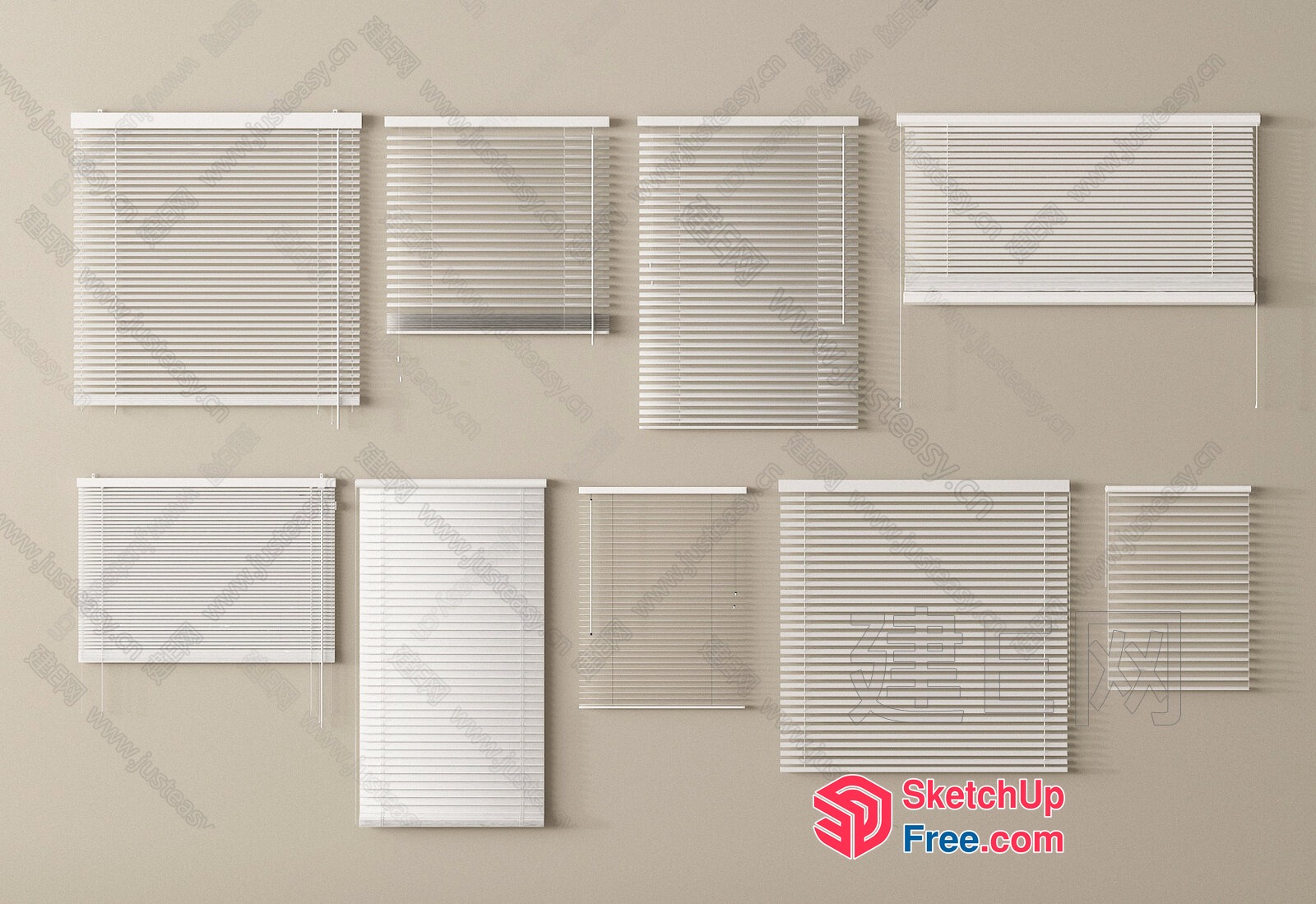 White Blinds In Various Styles 3D SketchUp File