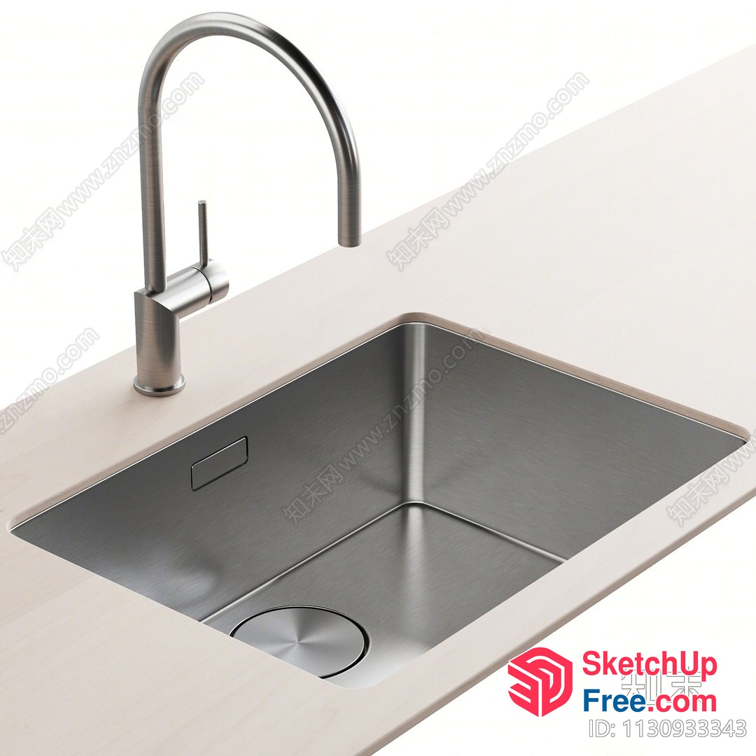 Sleek Stainless Steel Sink And Faucet 3D SketchUp File