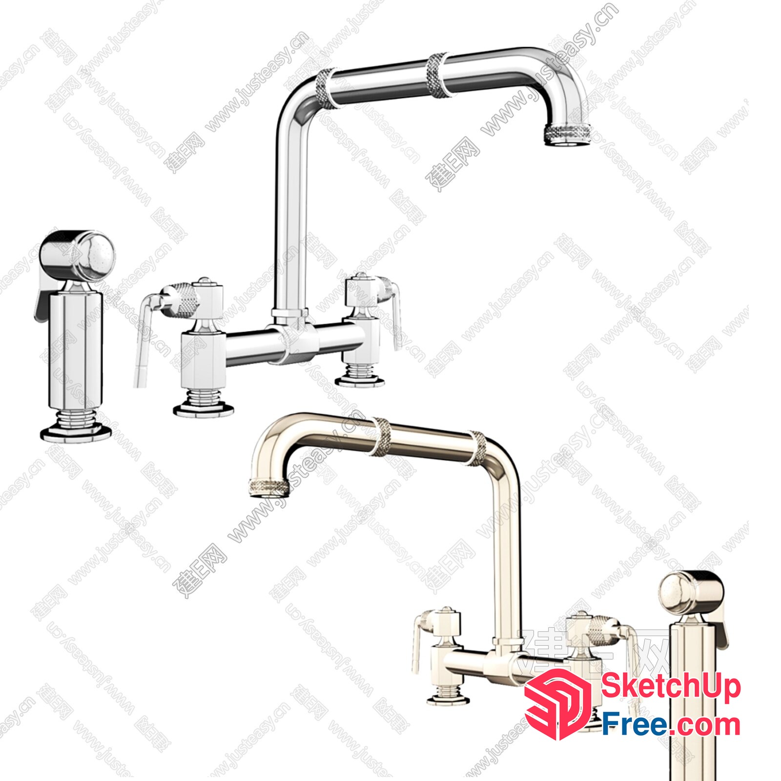 Elegant Silver Kitchen Faucet 3D SketchUp File