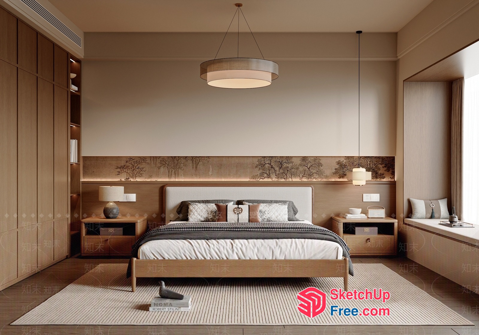 Modern Minimalist Japanese Style Bedroom 3D SketchUp File
