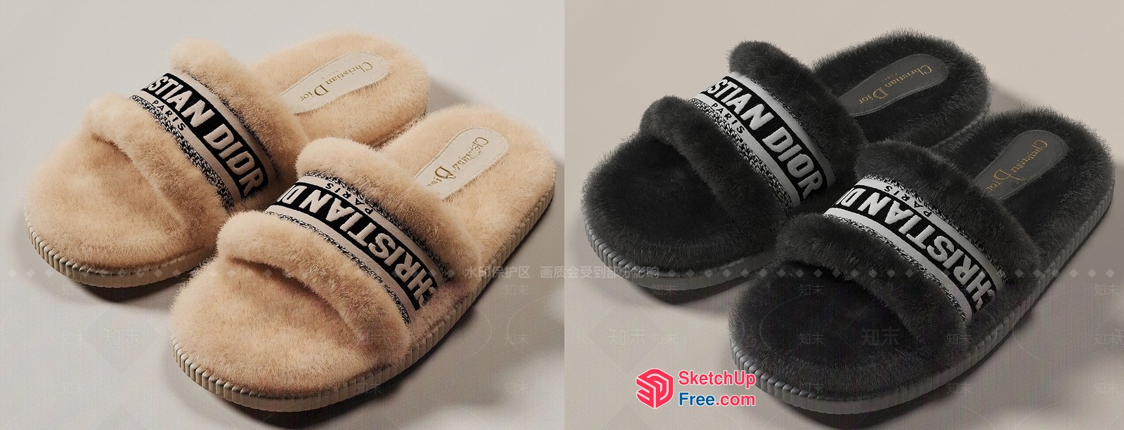 Cozy Christian Dior Slippers 3D SketchUp File