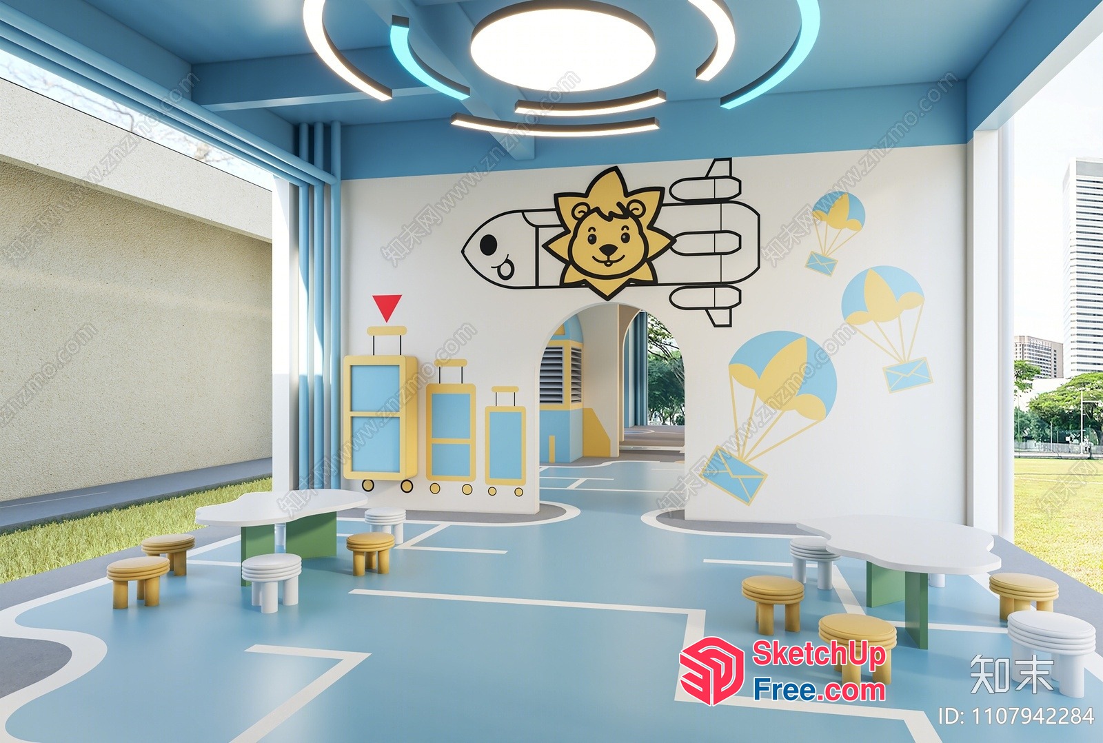 Modern Space Capsule Style Children'S Playroom 3D SketchUp File