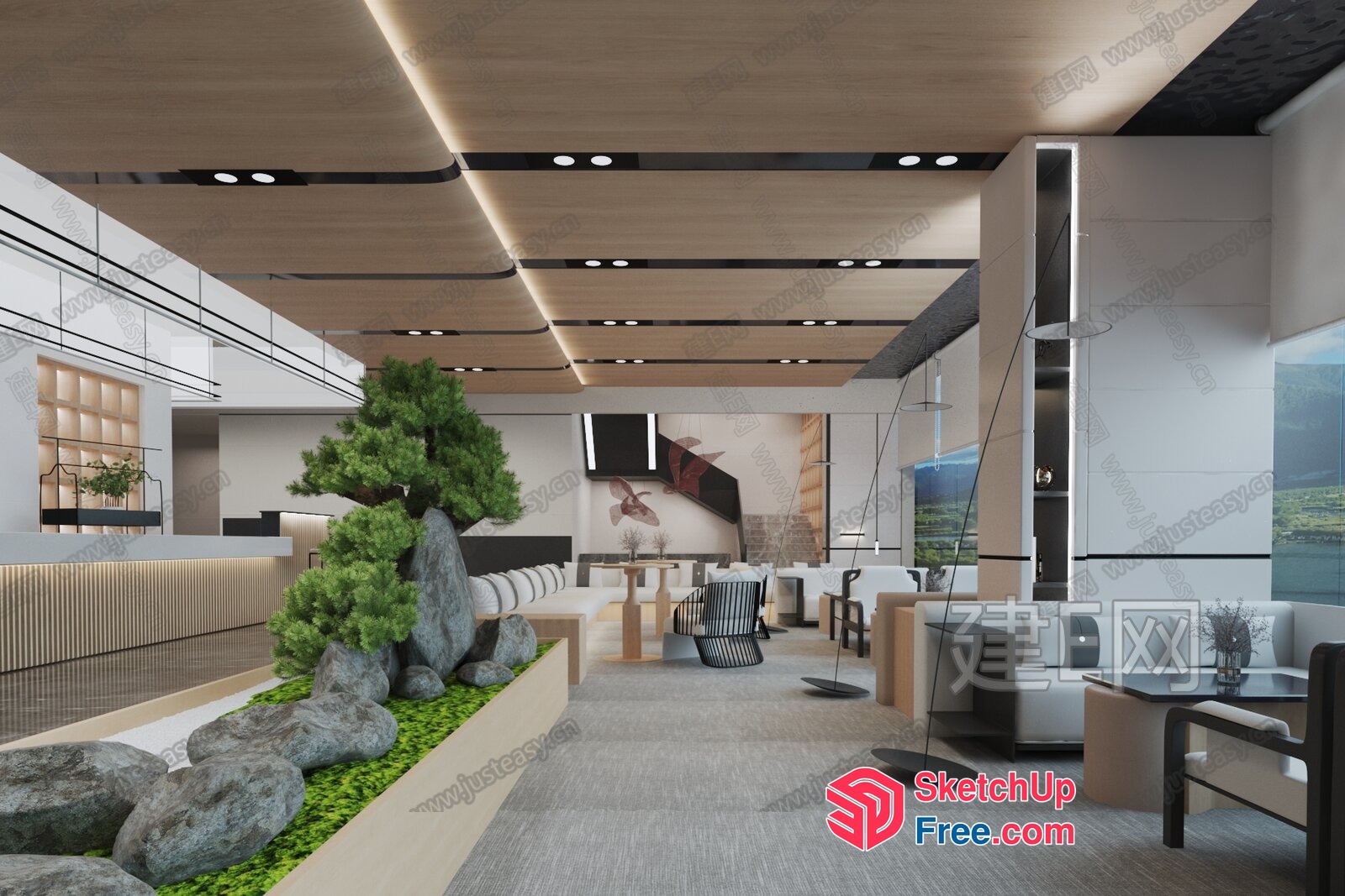 Modern Japanese Style Interior Design With Natural Elements 3D SketchUp File