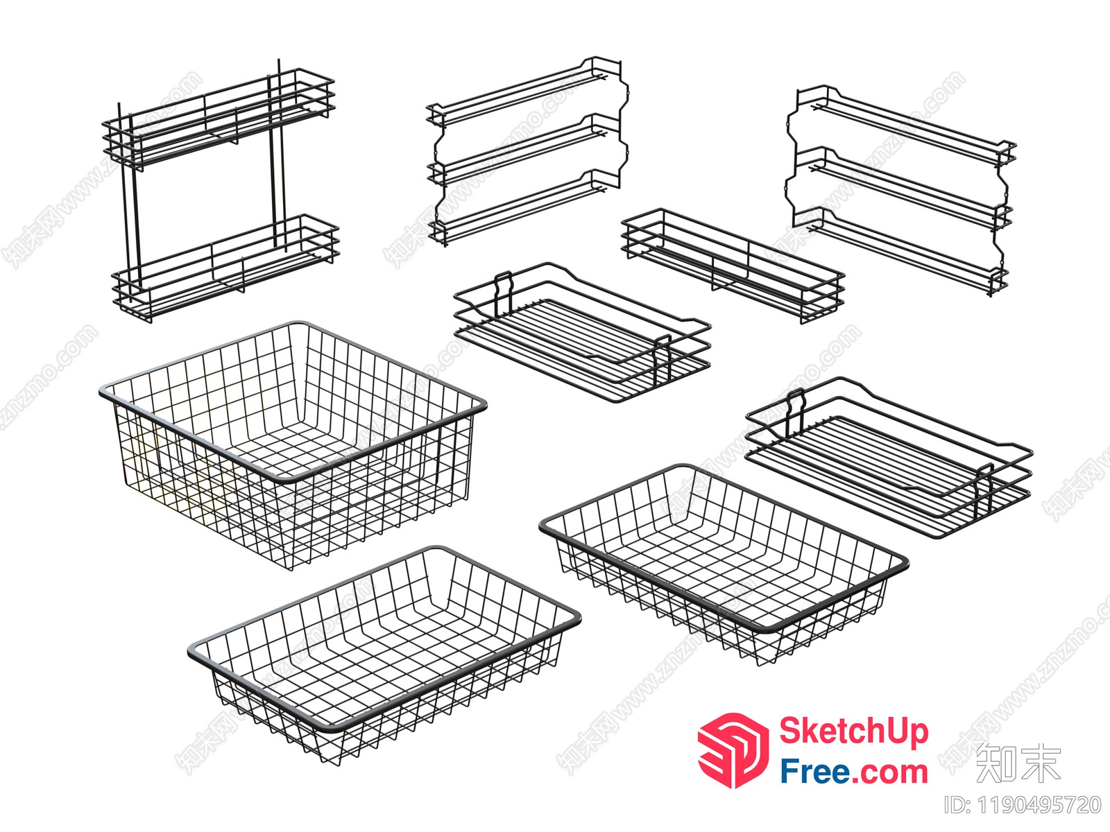 Wire Storage Shelves And Baskets 3D SketchUp File