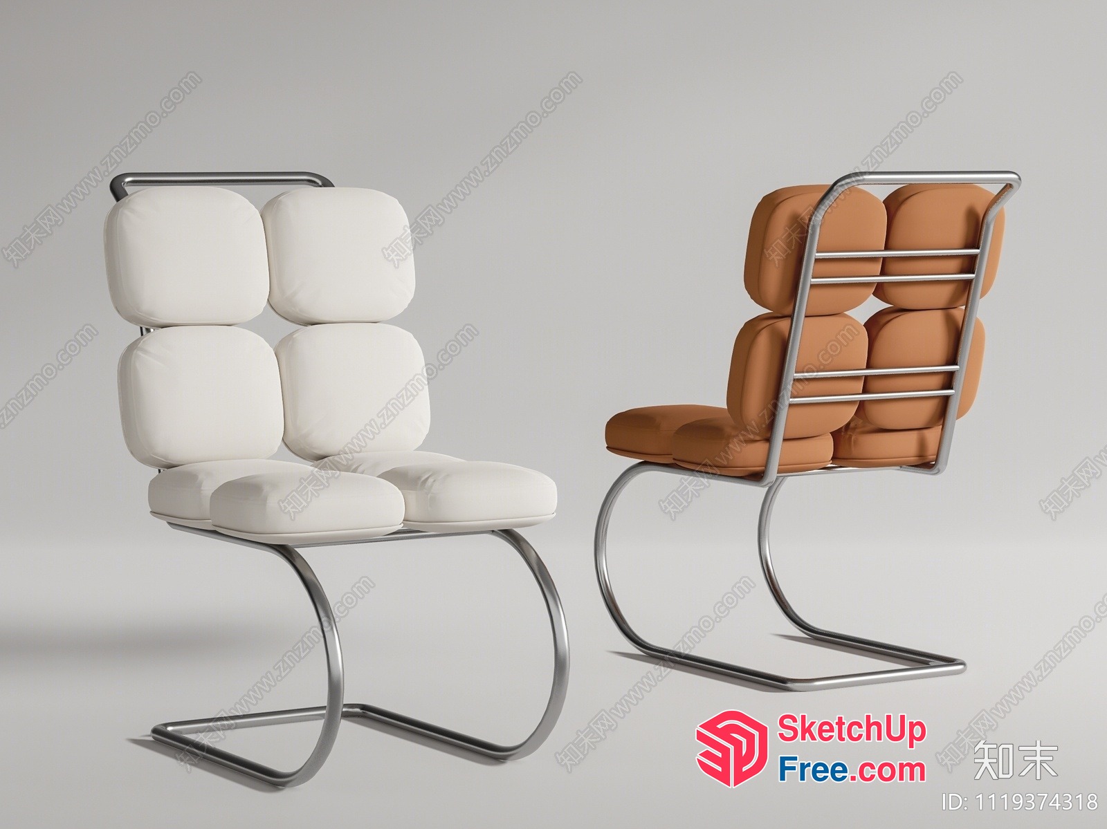 Modern Minimalist Chair Designs With Sleek Metal Frames 3D SketchUp File