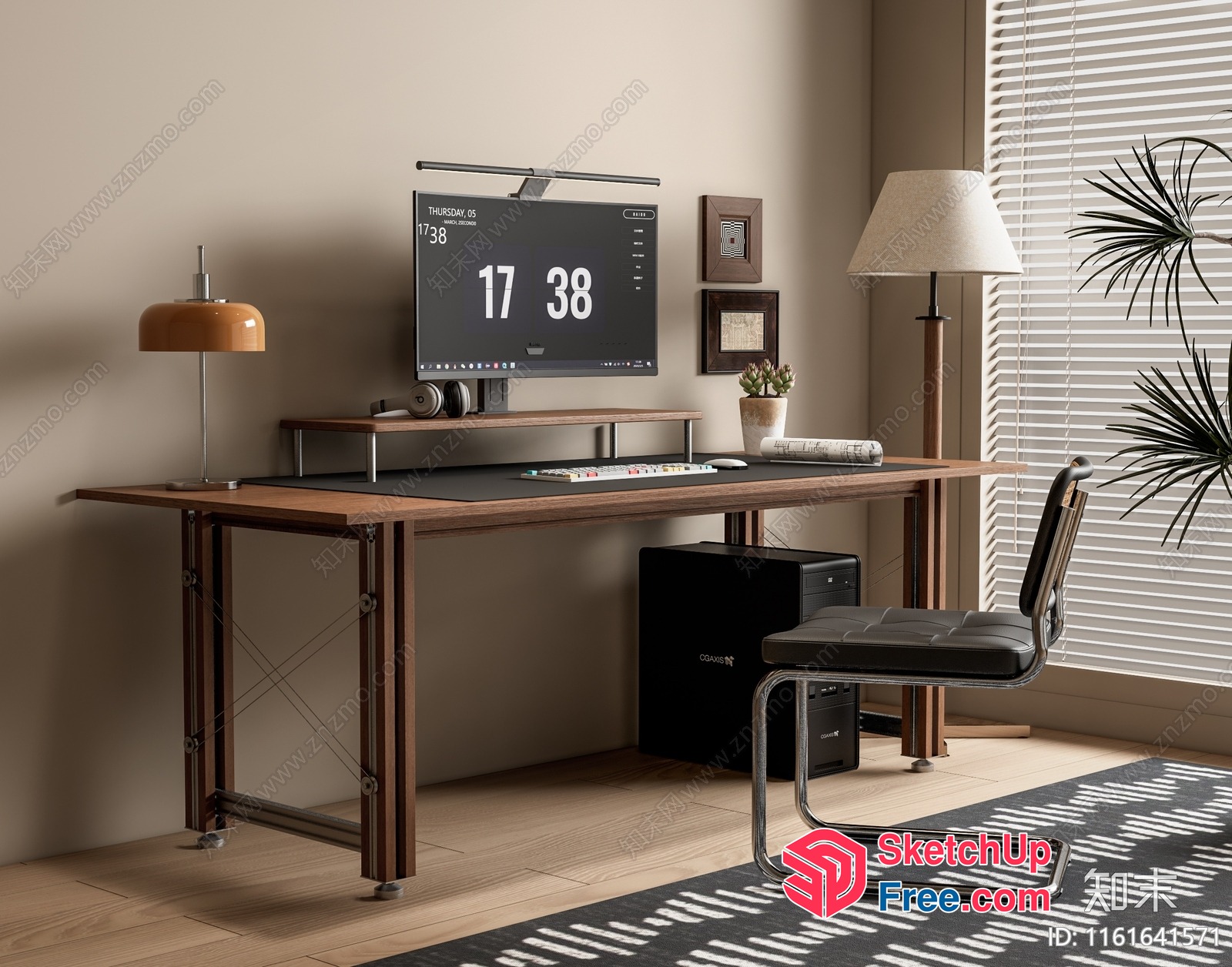 Modern Home Office Workspace With Sleek Furniture And Natural Light 3D SketchUp File