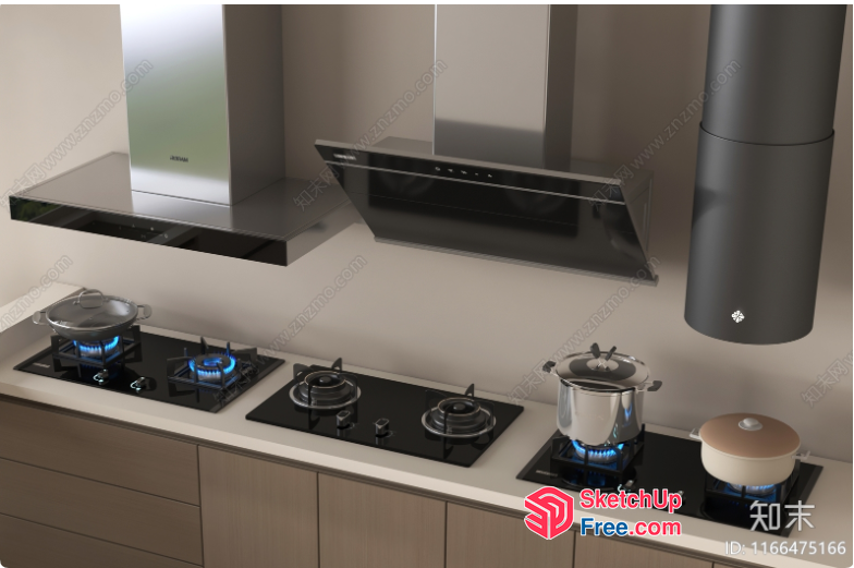 Modern Kitchen With Stainless Steel And Black Accents 3D SketchUp File