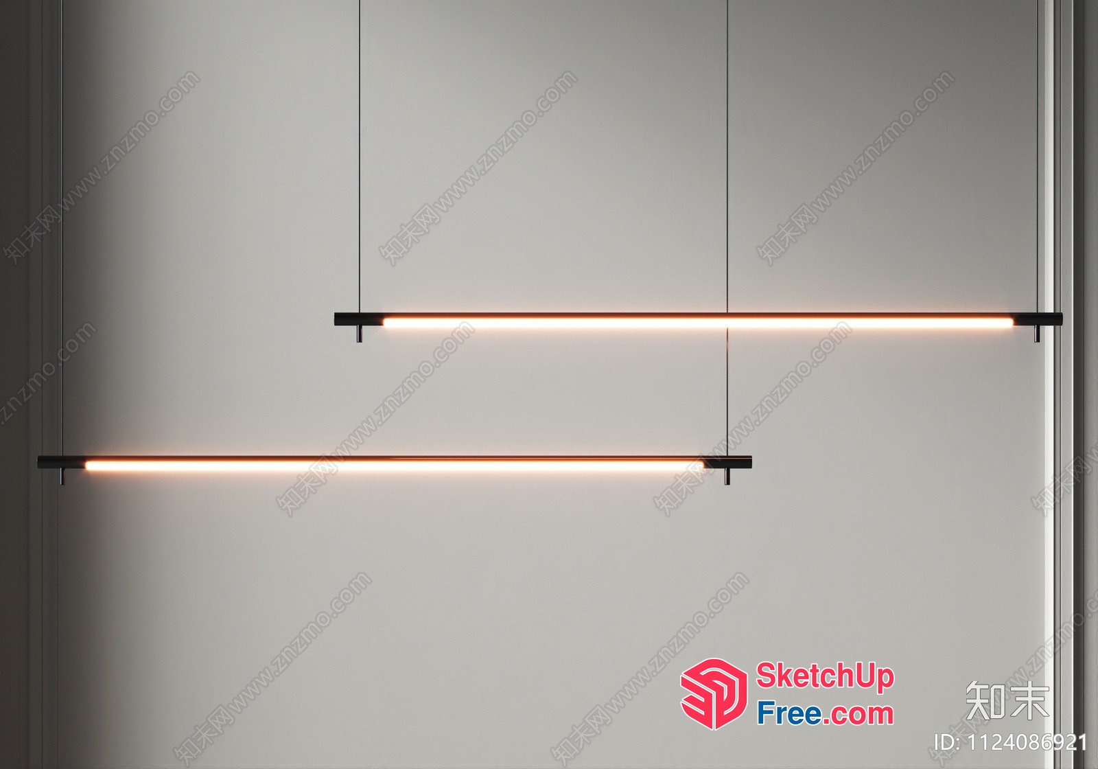 Minimalist Suspended Led Lighting Fixture 3D SketchUp File