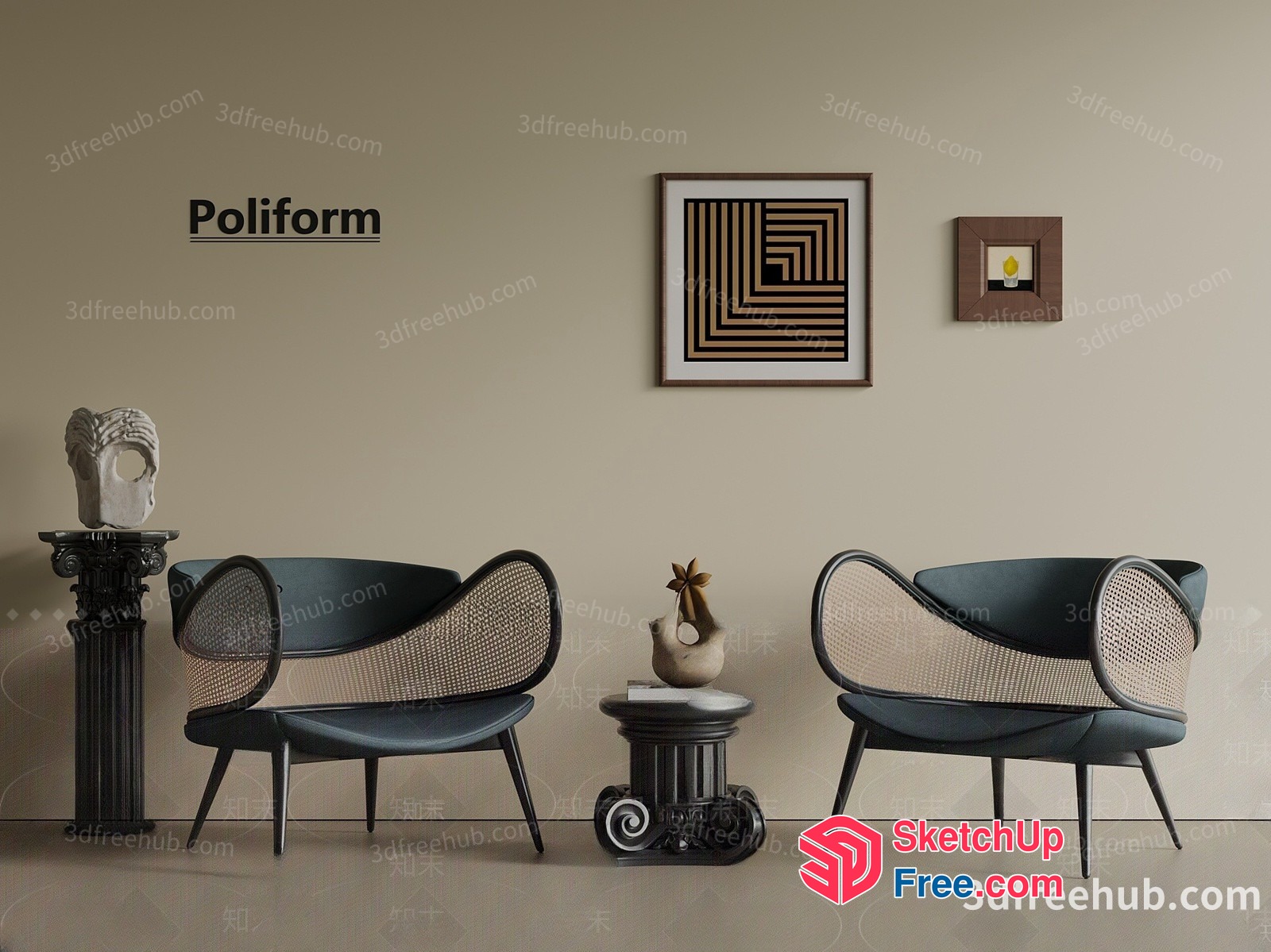 Elegant And Modern Living Room 3D SketchUp File
