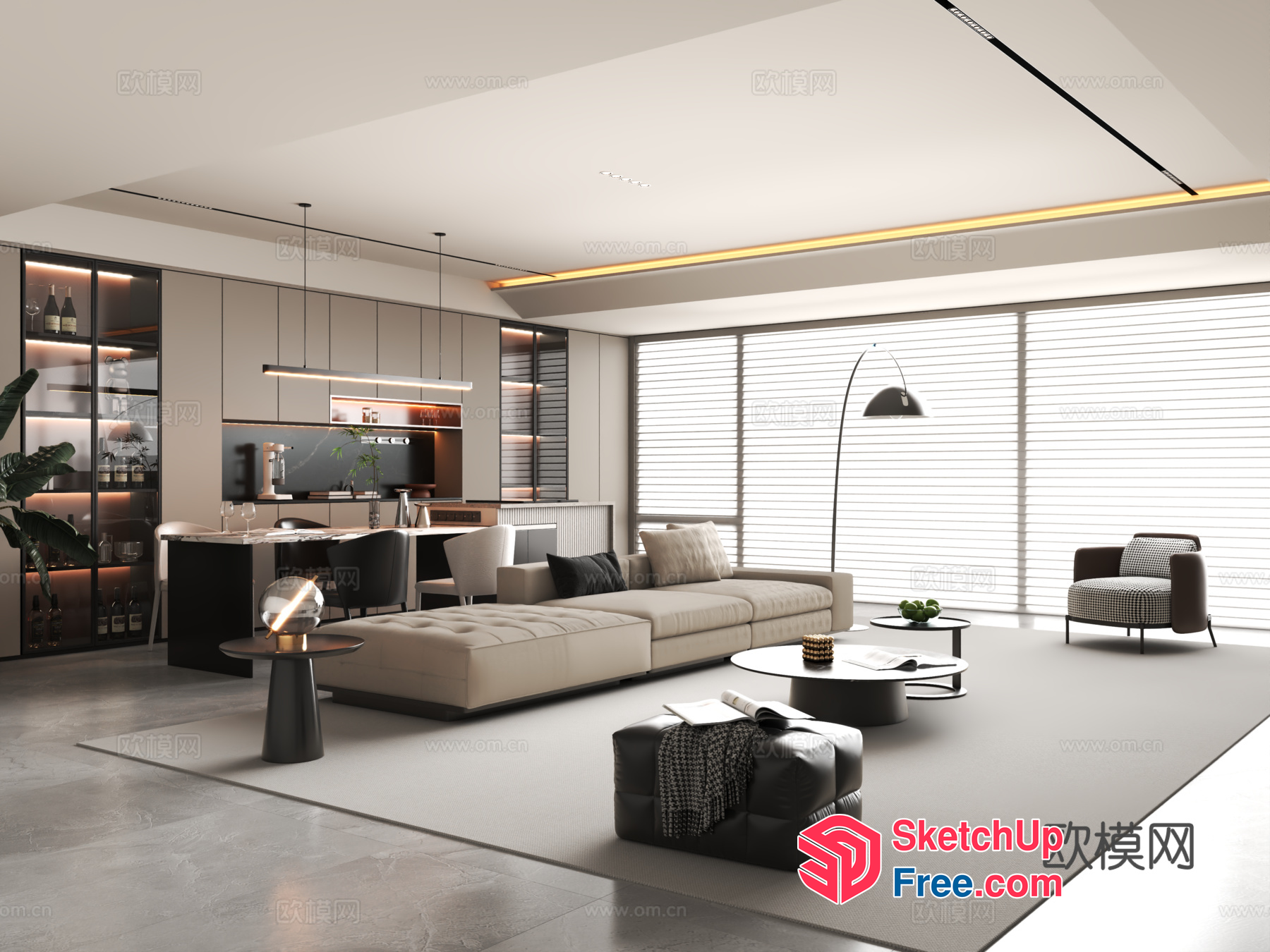 Modern Minimalist Living Room Interior 3D SketchUp File
