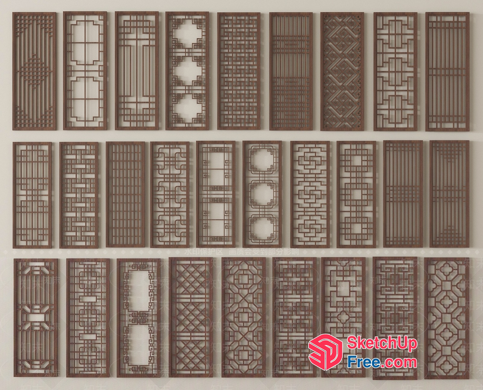 Intricate Wooden Grilles And Panels 3D SketchUp File