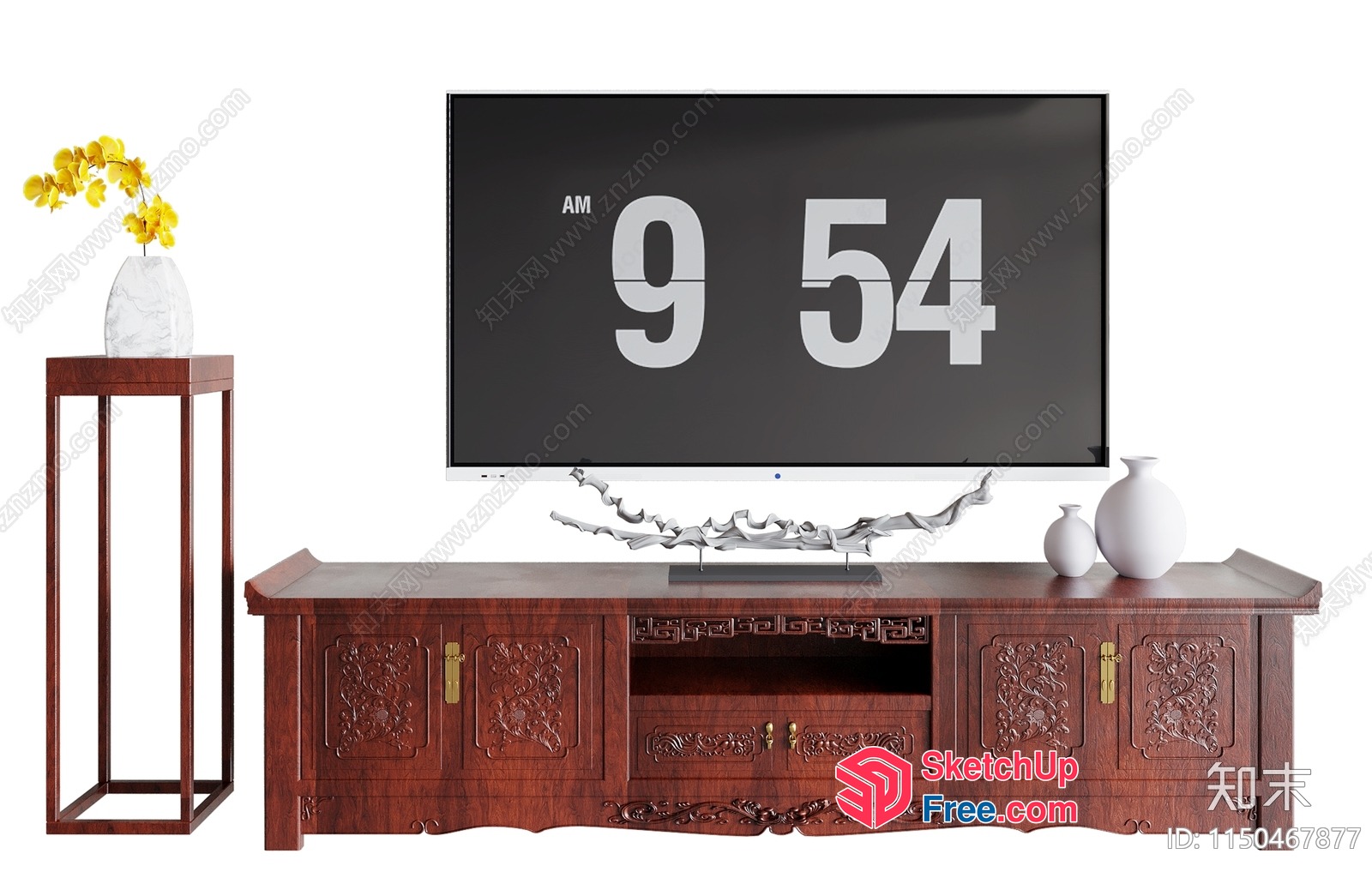 Traditional Asian-Inspired Living Room Furniture 3D SketchUp File