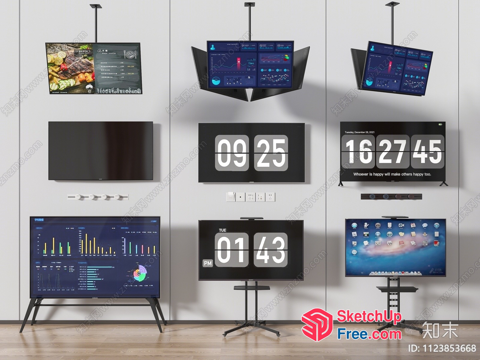 Modern Living Room With Multiple Smart Tvs 3D SketchUp File