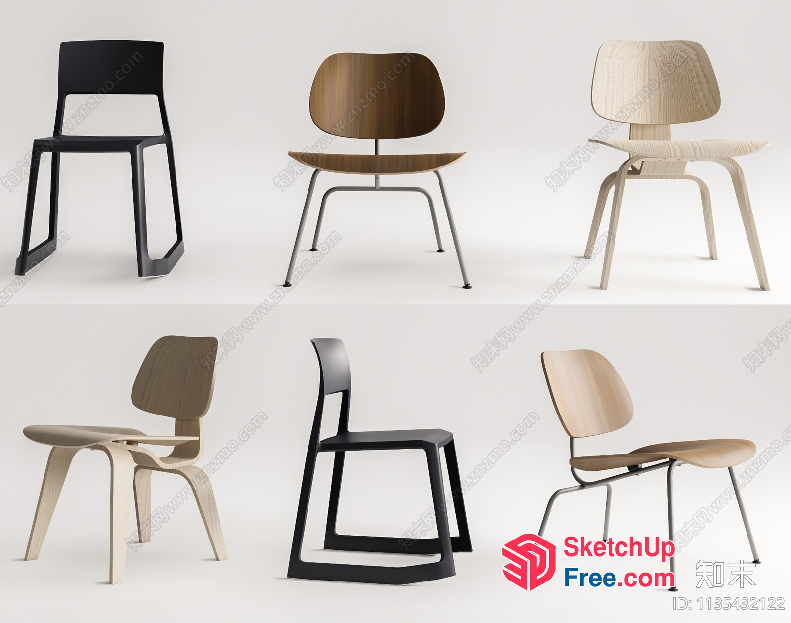 Modern Minimalist Wooden Chairs 3D SketchUp File
