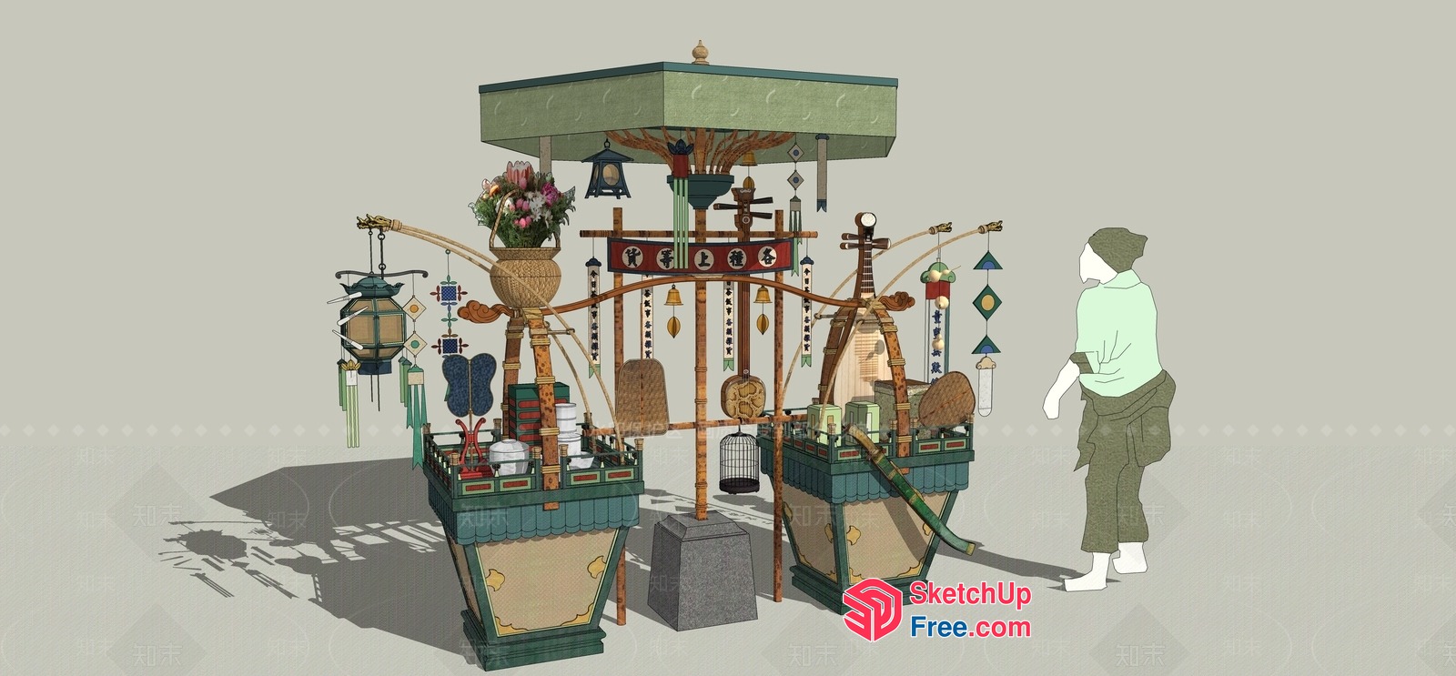 Traditional Japanese Street Food Stall 3D SketchUp File
