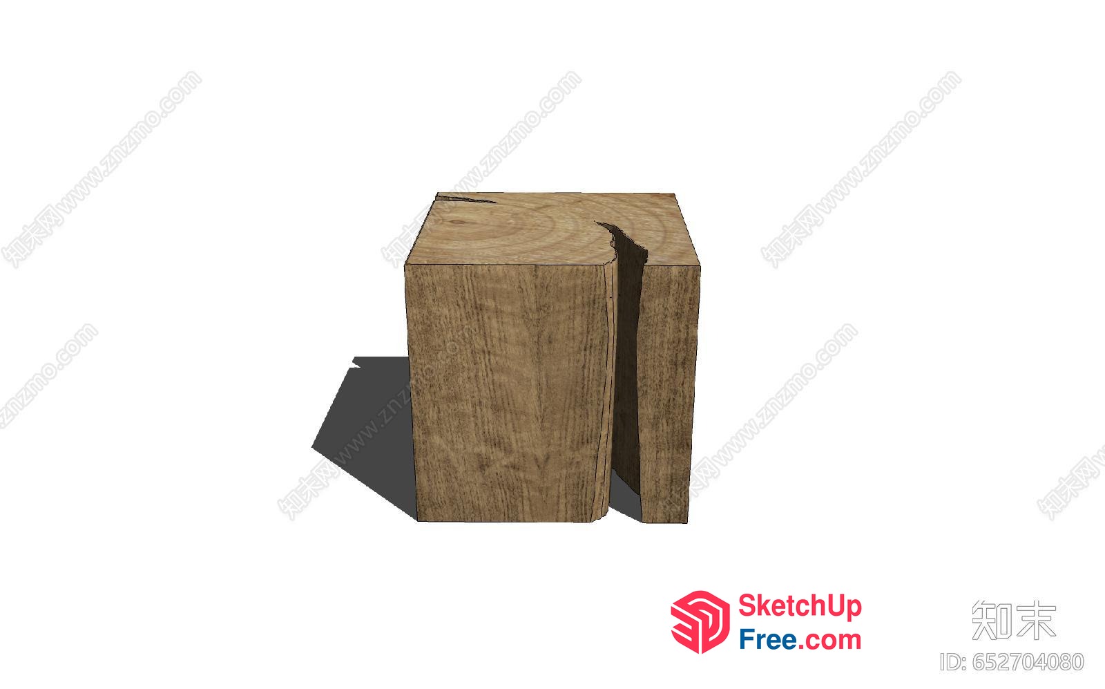Wooden Stool With A Cracked Surface 3D SketchUp File