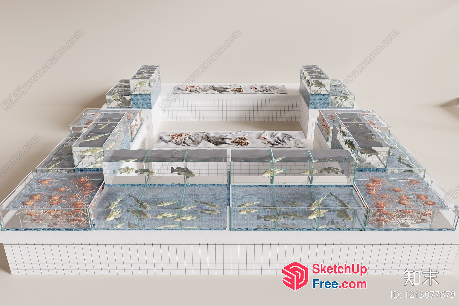 Fish Tank Arrangement In A Commercial Street Setting 3D SketchUp File