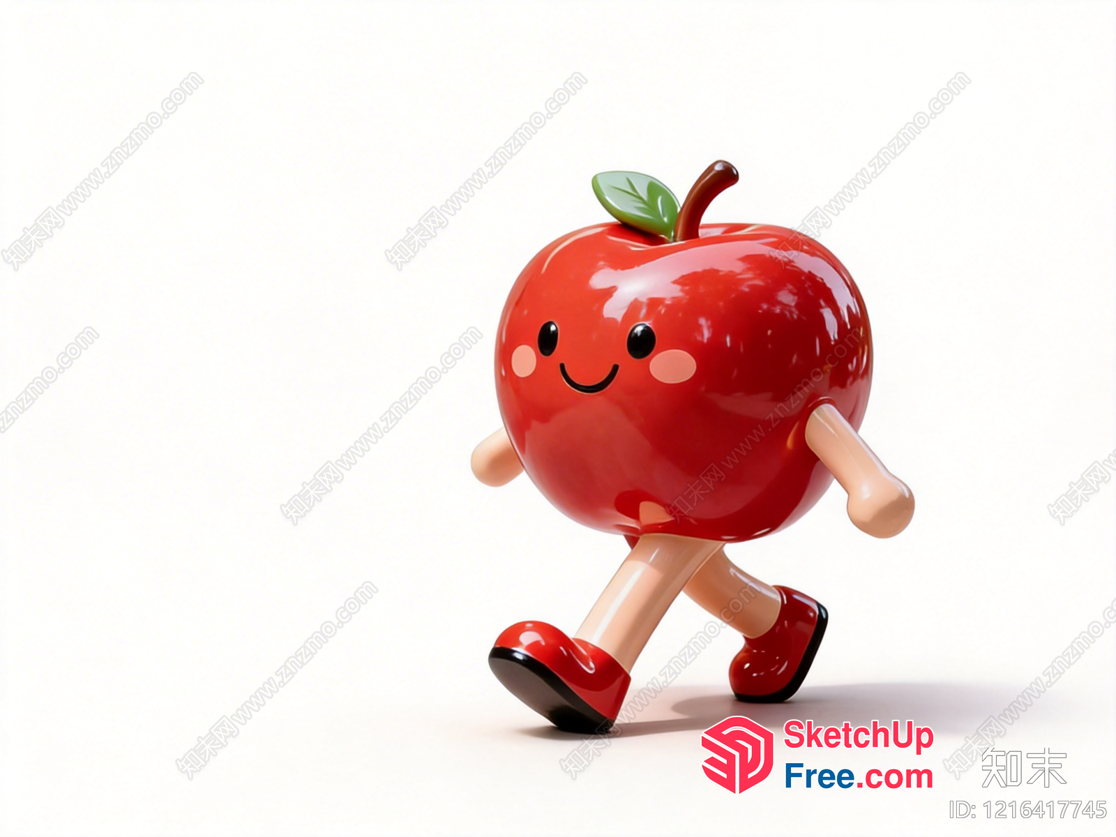 Happy Red Apple Character 3D SketchUp File