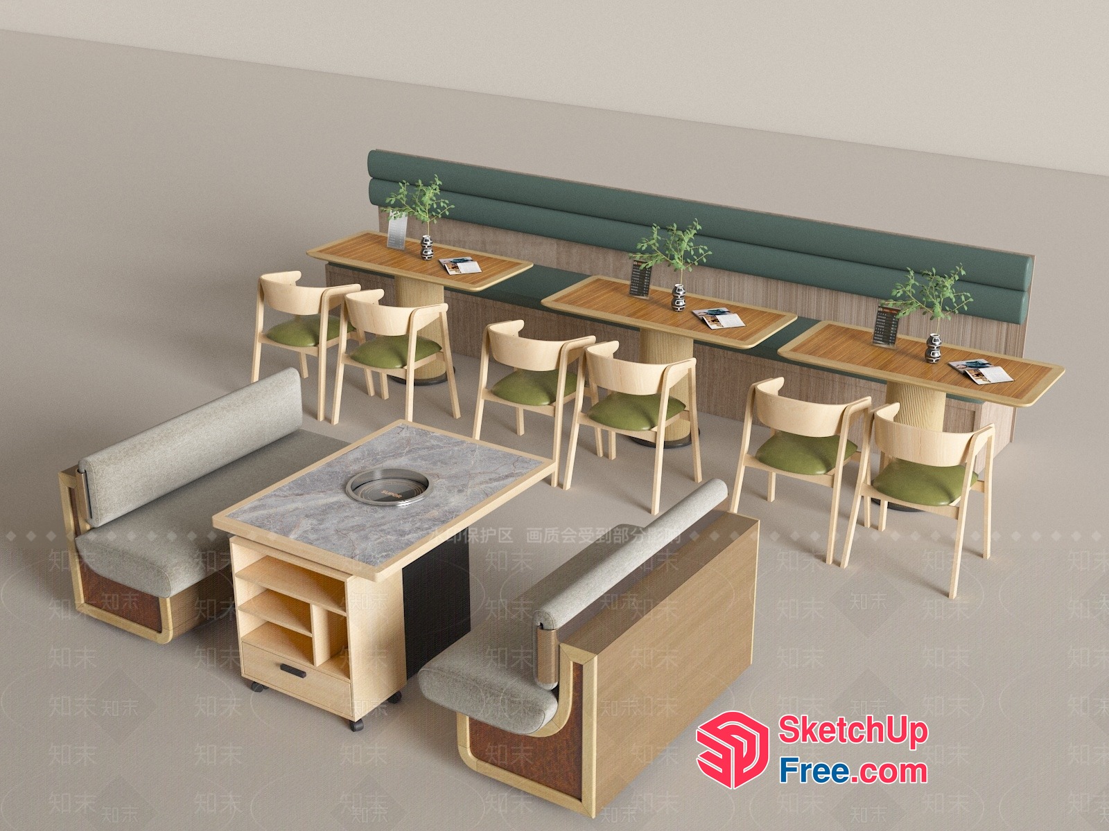 Modern Minimalist Dining Room With Natural Wood Accents 3D SketchUp File