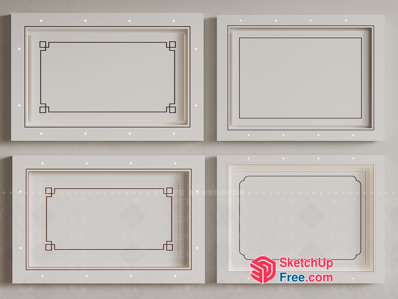 White Framed Rectangular And Square Shapes 3D SketchUp File