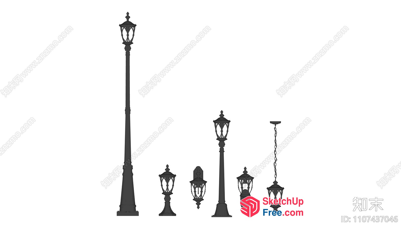 Outdoor Decorative Street Lamps Collection 3D SketchUp File
