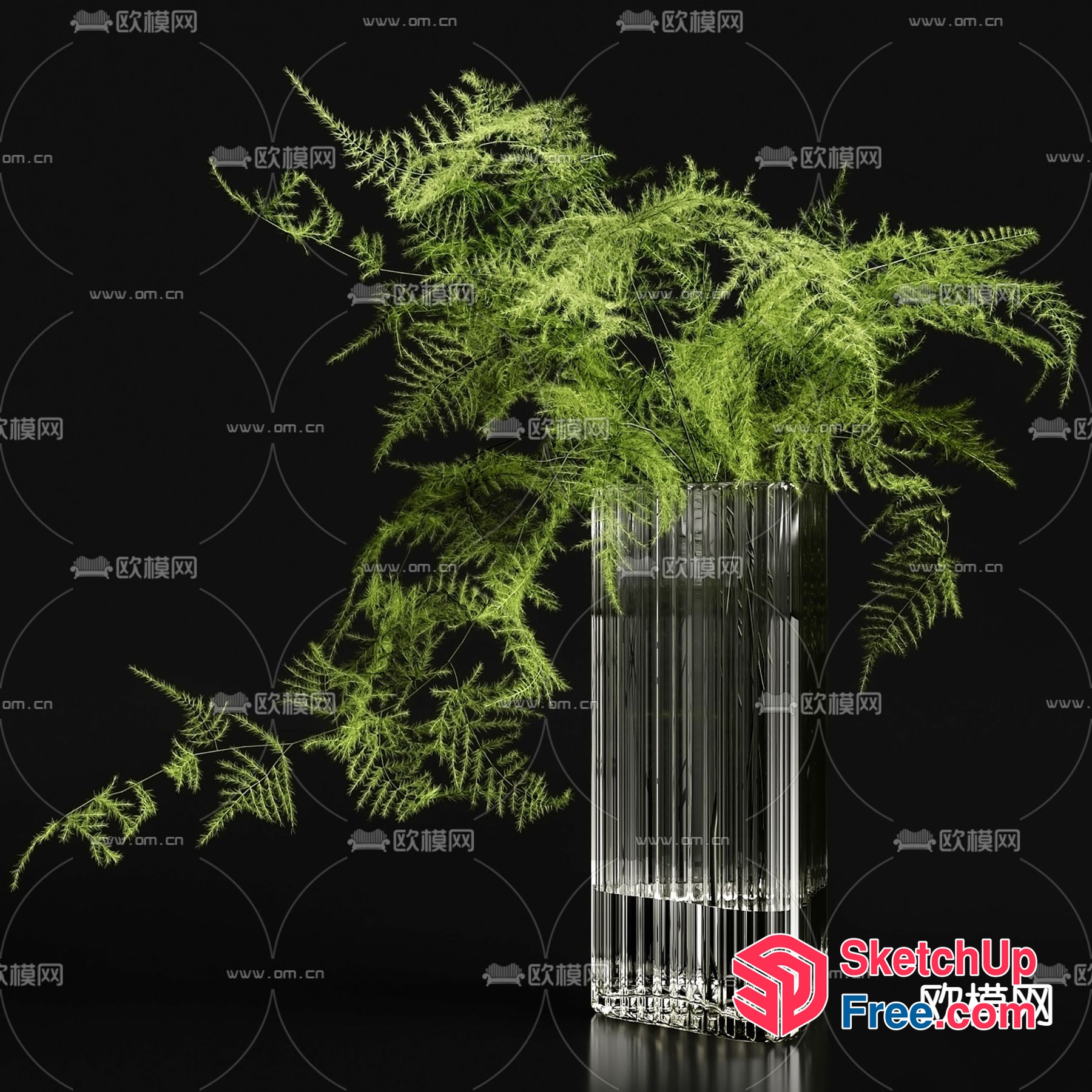 Greenery In A Glass Vase 3D SketchUp File