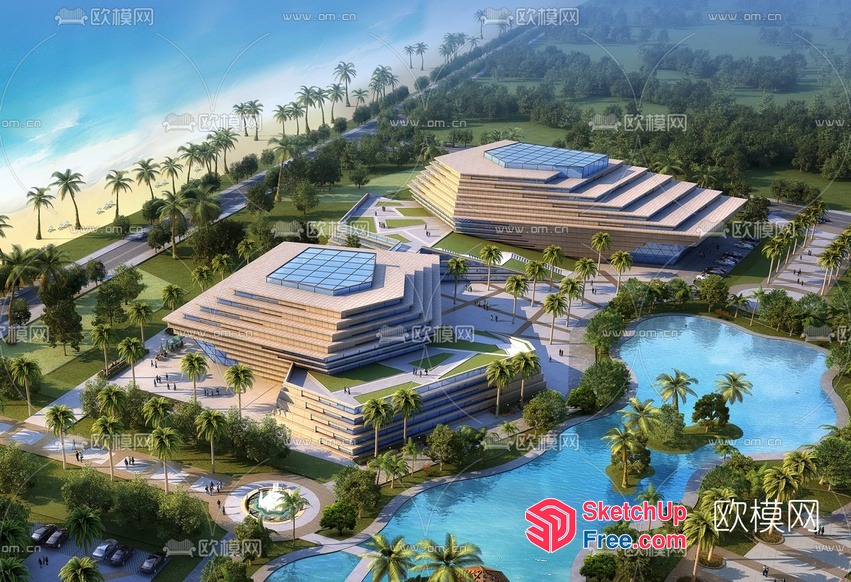 Futuristic Tropical Resort 3D SketchUp File