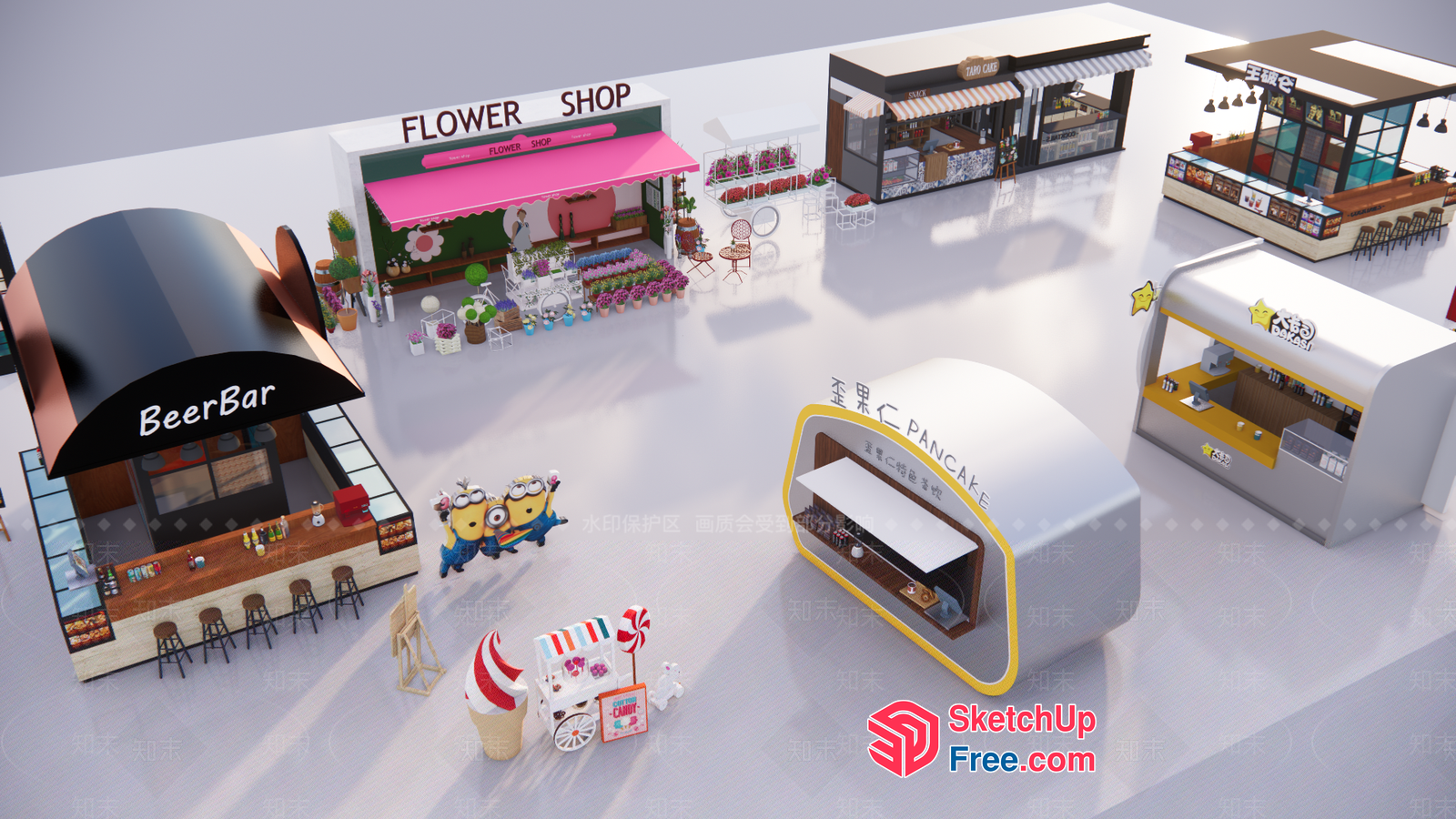 Miniature Food And Drink Shops 3D SketchUp File