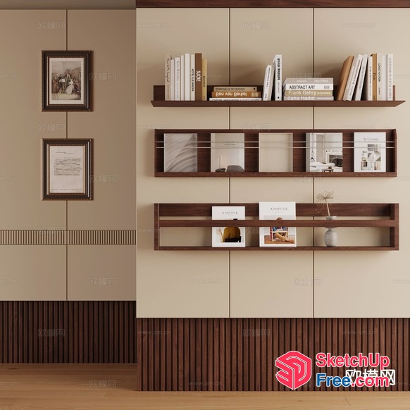 Minimalist Style Bookcase And Shelves 3D SketchUp File