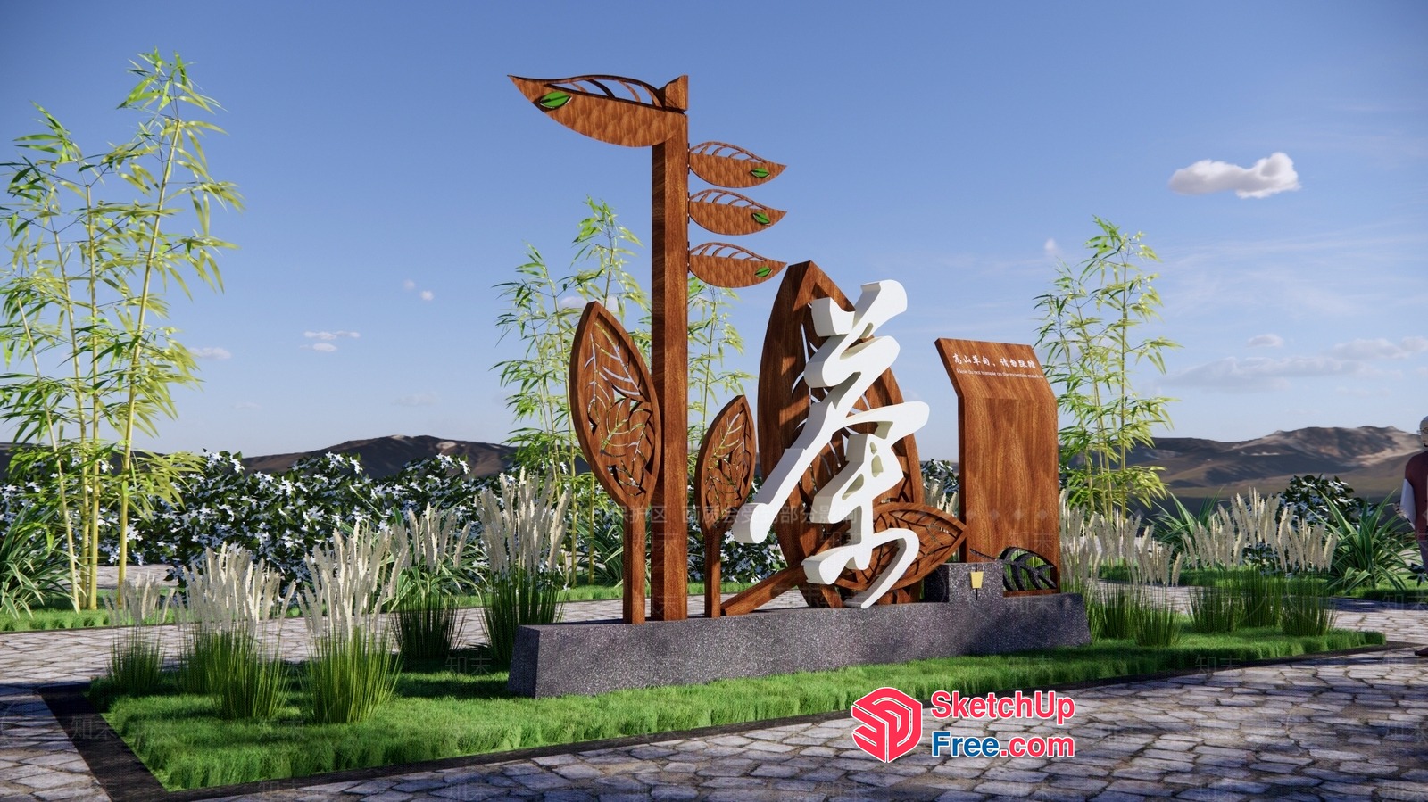Rustic Wooden Signpost And Sculpture 3D SketchUp File