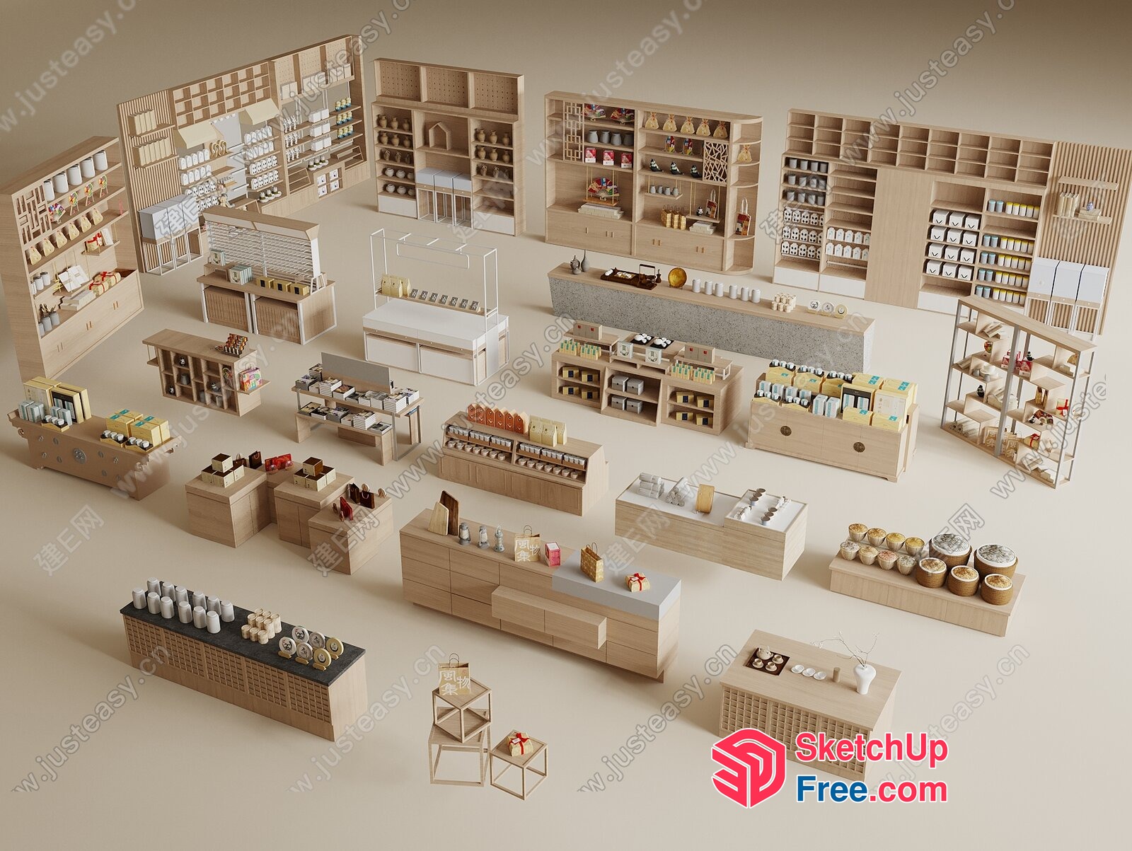 Miniature Wooden Model Of A Modern Store 3D SketchUp File