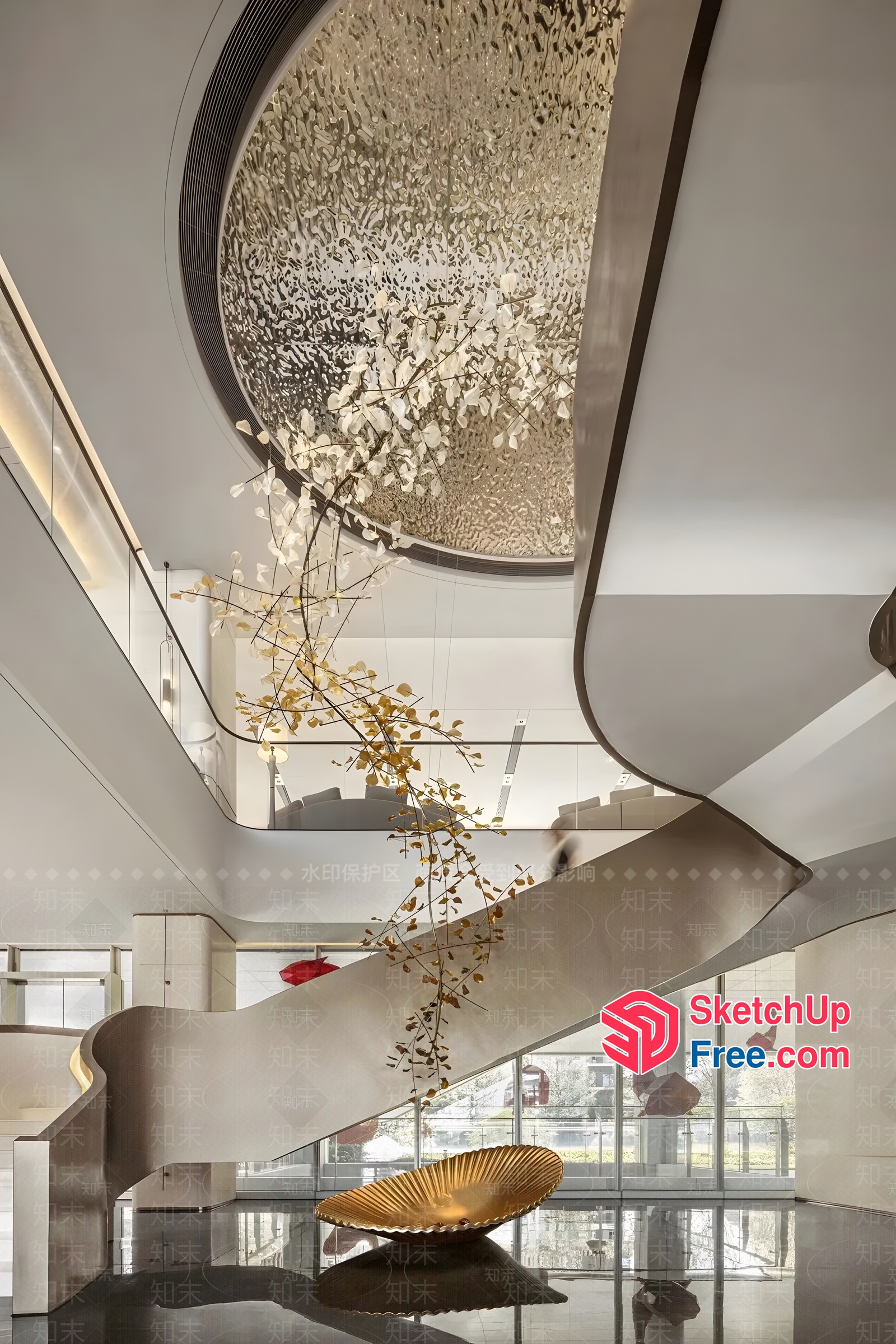 Elegant Spiral Staircase With Modern Decor 3D SketchUp File